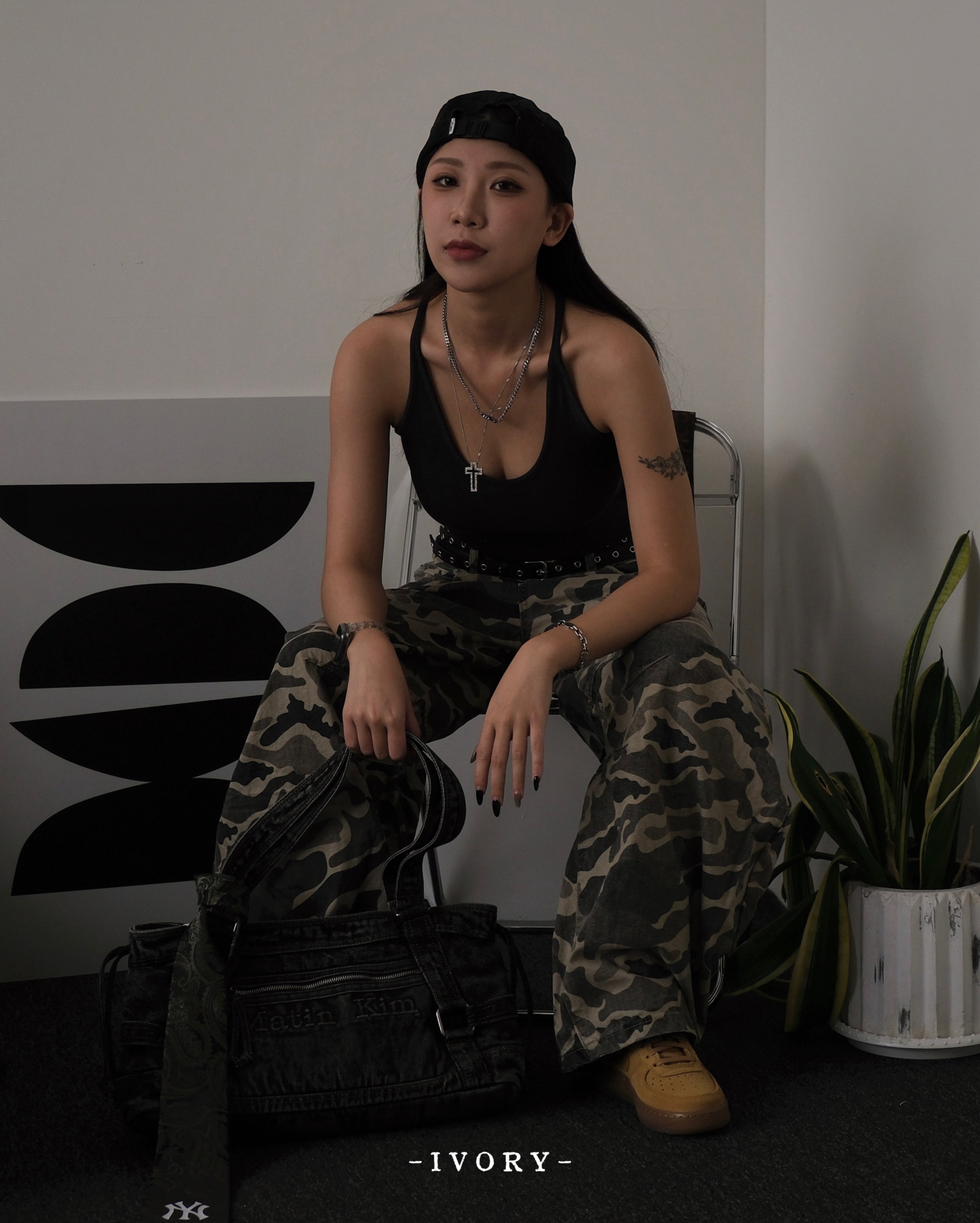 【現貨】IVORY 美式 街頭 Baggy廓型 迷彩 抗撕裂布 彎刀褲 長褲【CK3367】