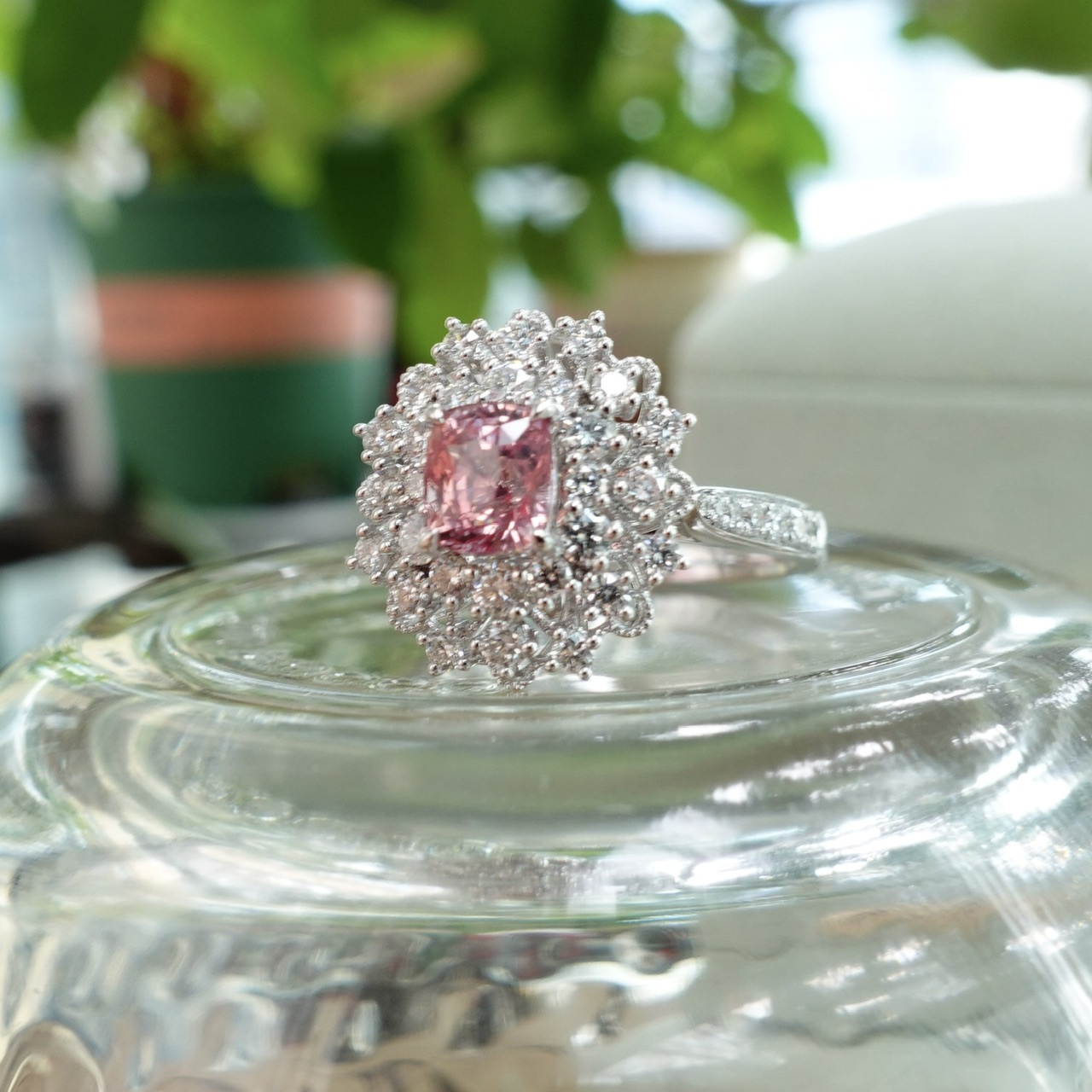 18K金無燒橢圓形Padparadscha戒指/吊墜兩用款 - 日落色  (帶寶石證書)