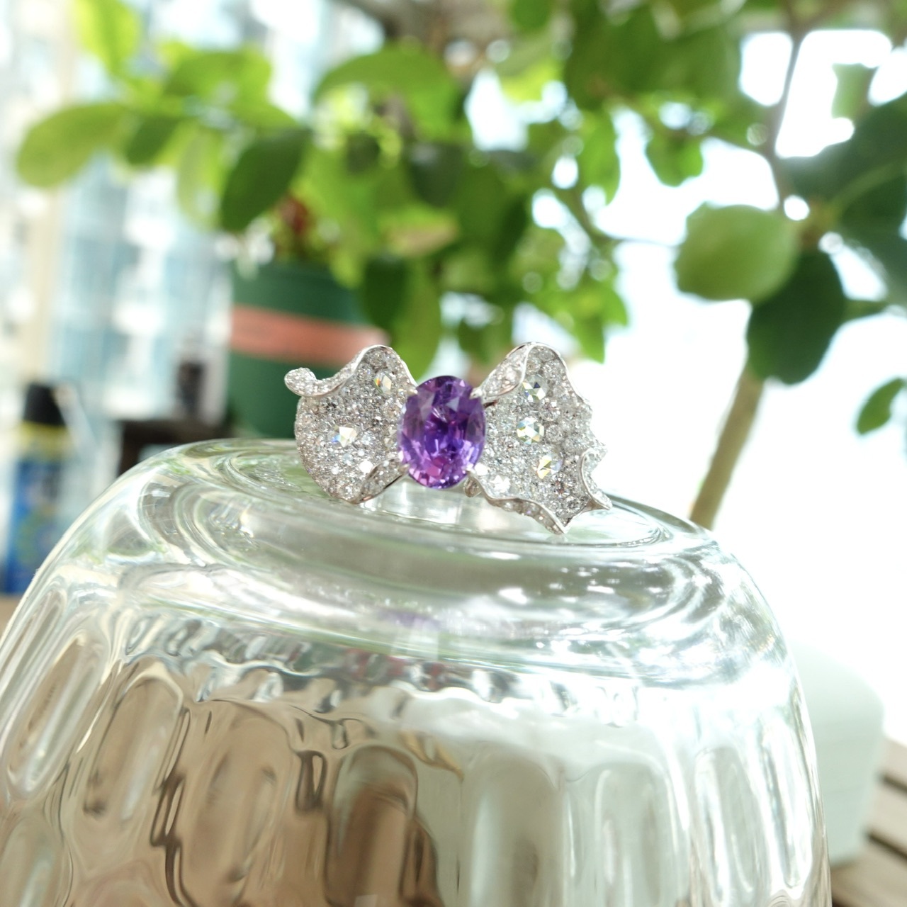 2.03ct天然無燒紫藍寶石18K金鑽石戒指 (帶寶石證書)