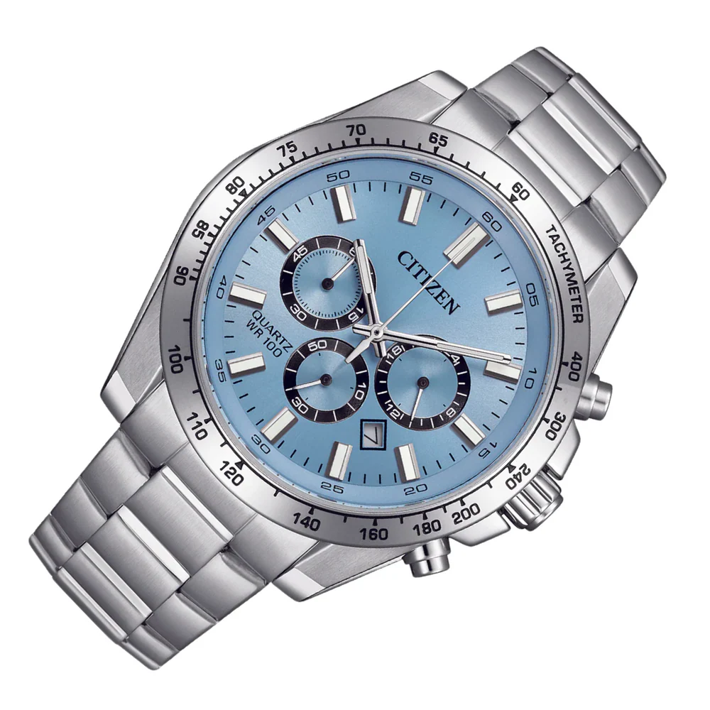 萬年鐘錶 - Citizen 星辰錶  運動三眼計時不鏽鋼男錶 AN8230-59L  錶徑44MM