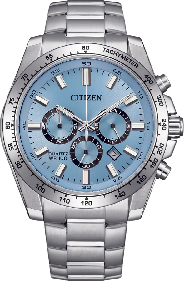 萬年鐘錶 - Citizen 星辰錶  運動三眼計時不鏽鋼男錶 AN8230-59L  錶徑44MM