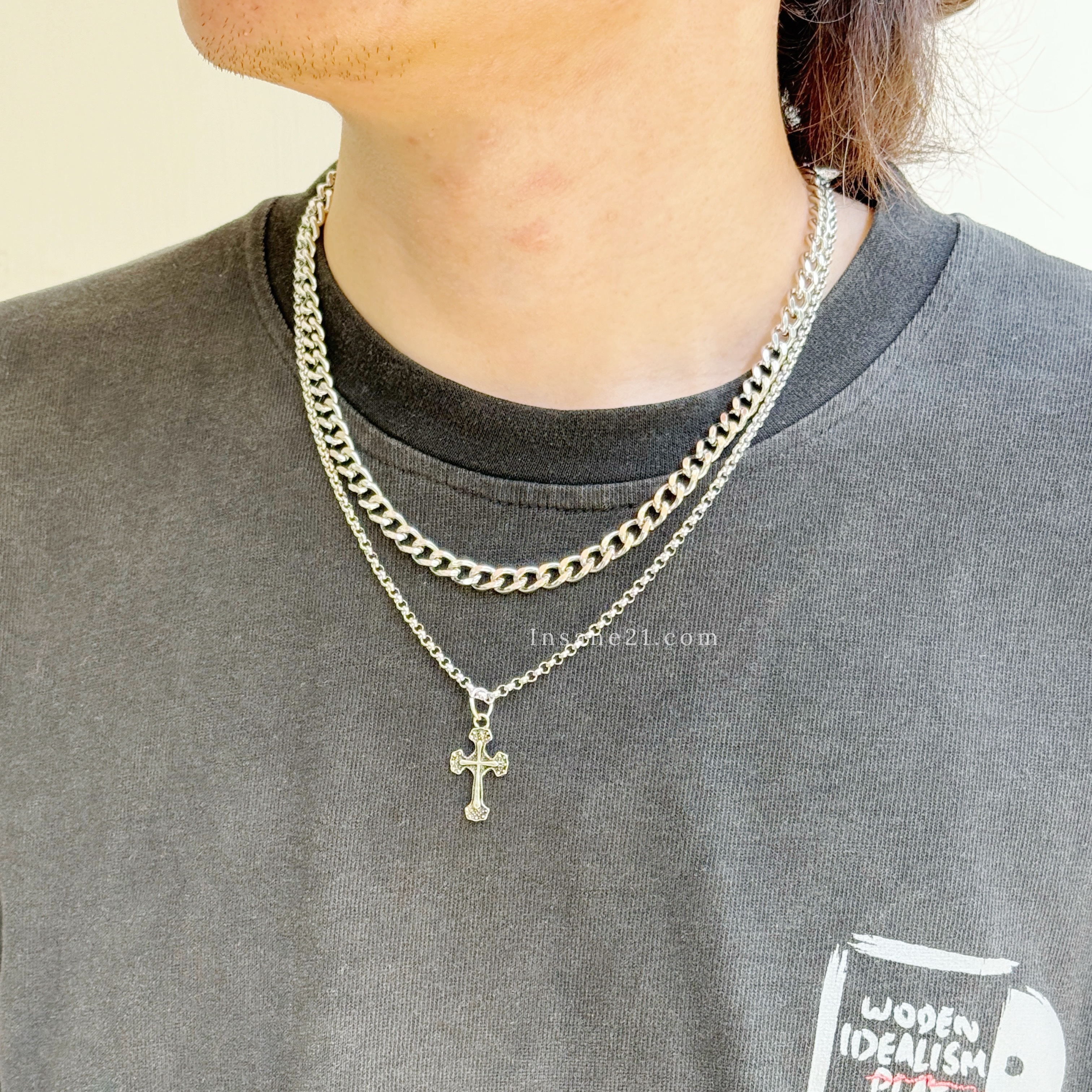 項鍊 十字架 雙鍊 粗鏈條 細鏈條 疊鏈 雙層鏈