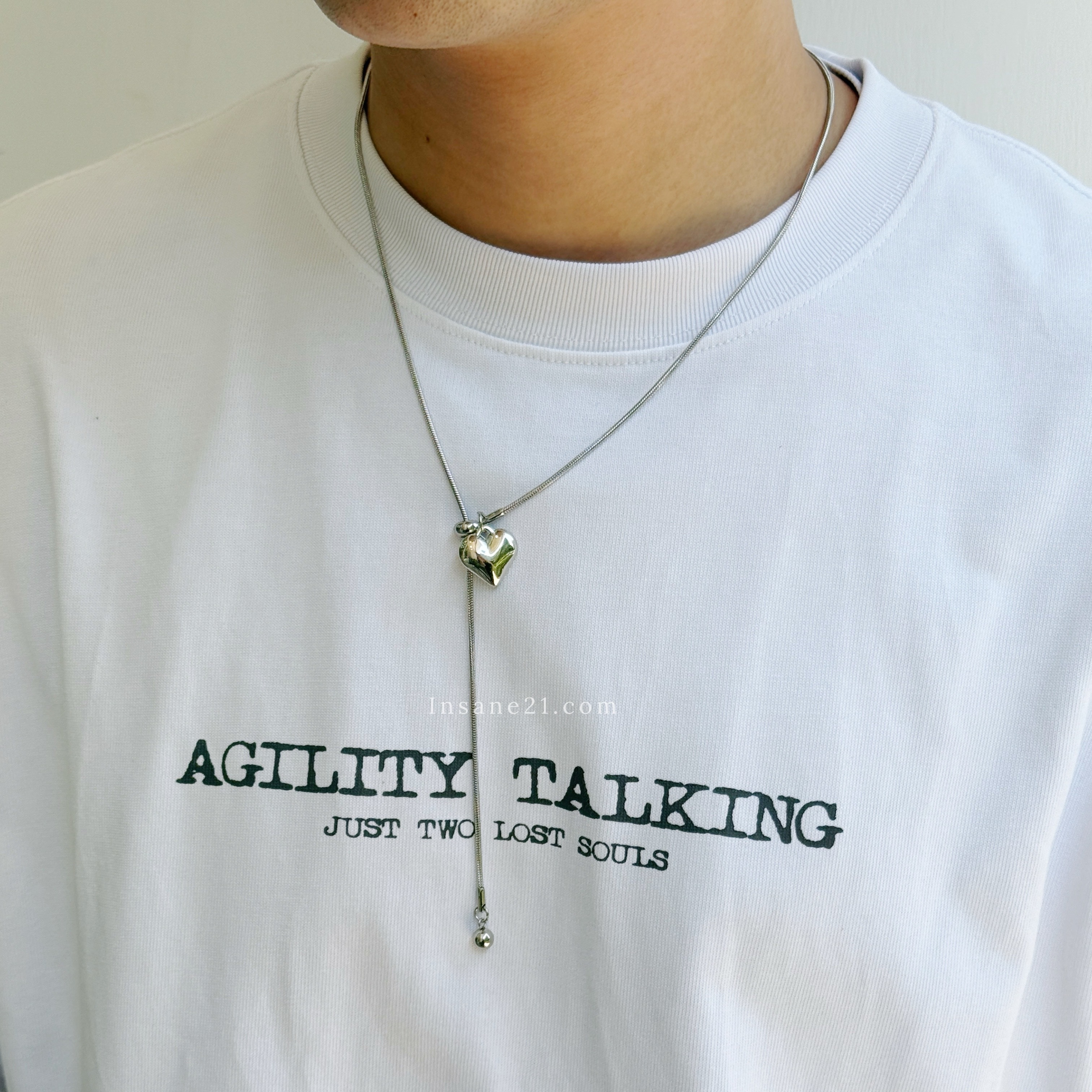 項鍊 極簡愛心 銀色愛心 立體愛心 抽拉鍊 吊墜 毛衣鏈 細鏈