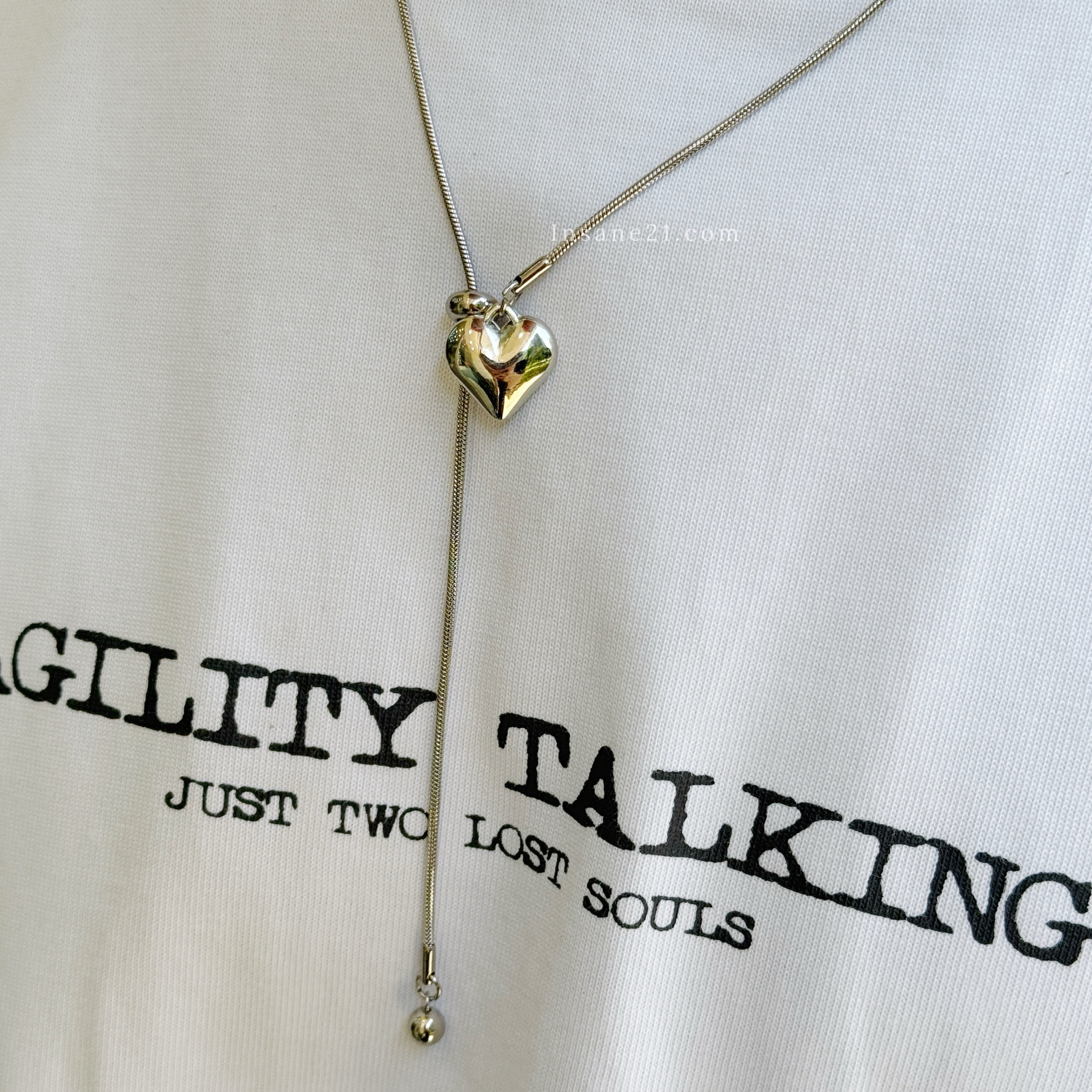 項鍊 極簡愛心 銀色愛心 立體愛心 抽拉鍊 吊墜 毛衣鏈 細鏈