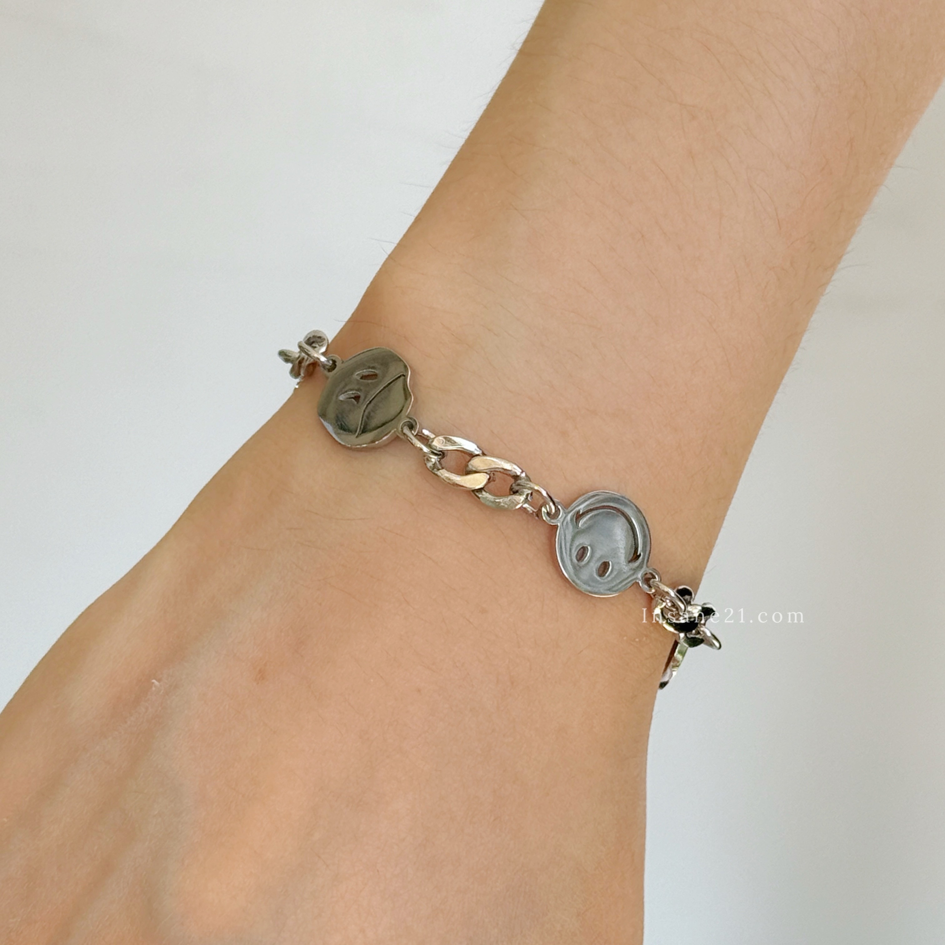 手鍊 喜怒哀樂臉 HIPHOP 銀色 手飾