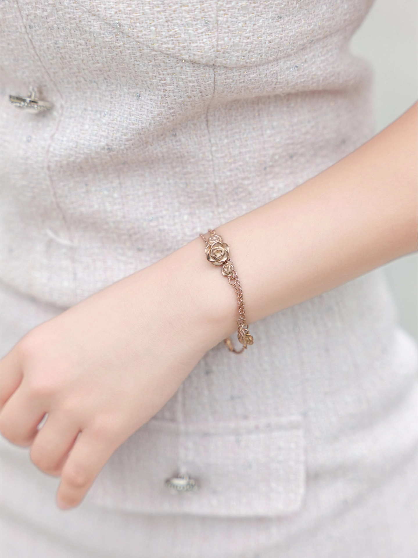 代購-CHARLES&KEITH 小ck 玫瑰後花園系列 不鏽鋼 手鍊 銀色/玫瑰金