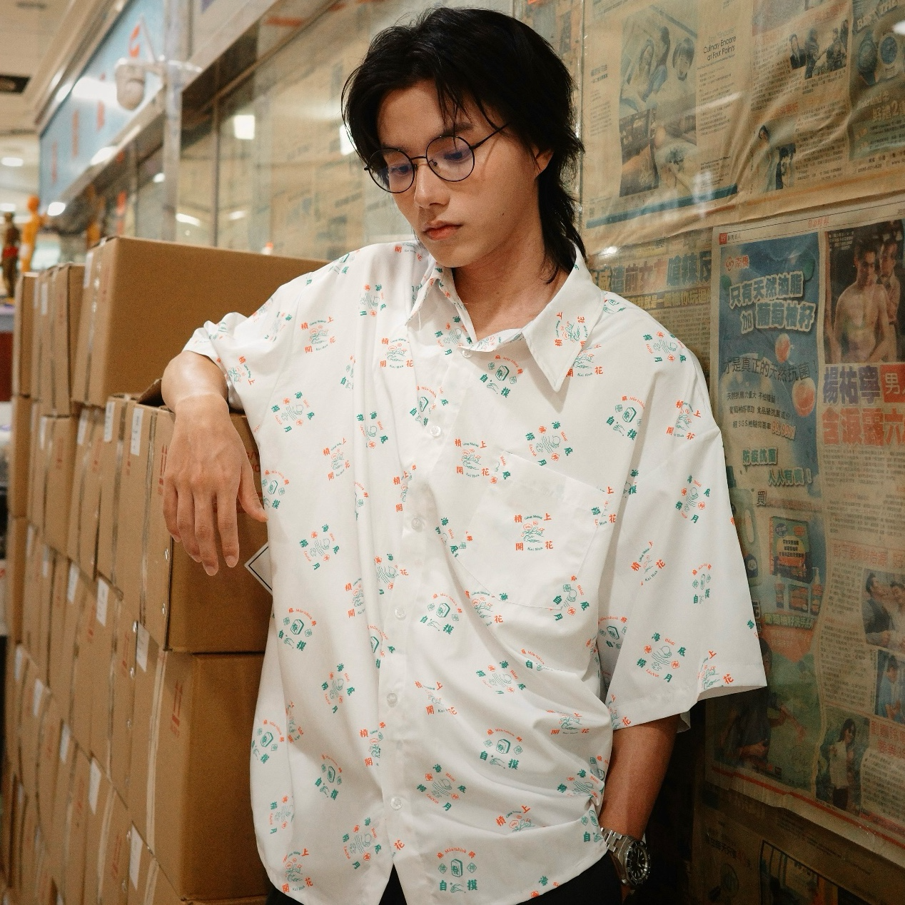 台數表Project-滿版麻將落肩襯衫