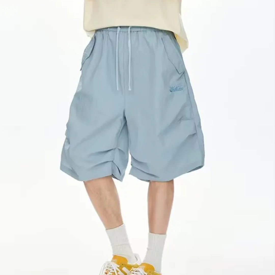 日系寬鬆休閒5分短褲