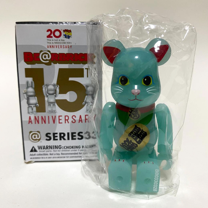 BEARBRICK 100% SERIES 33 ANIMAL GID Blue 招財貓