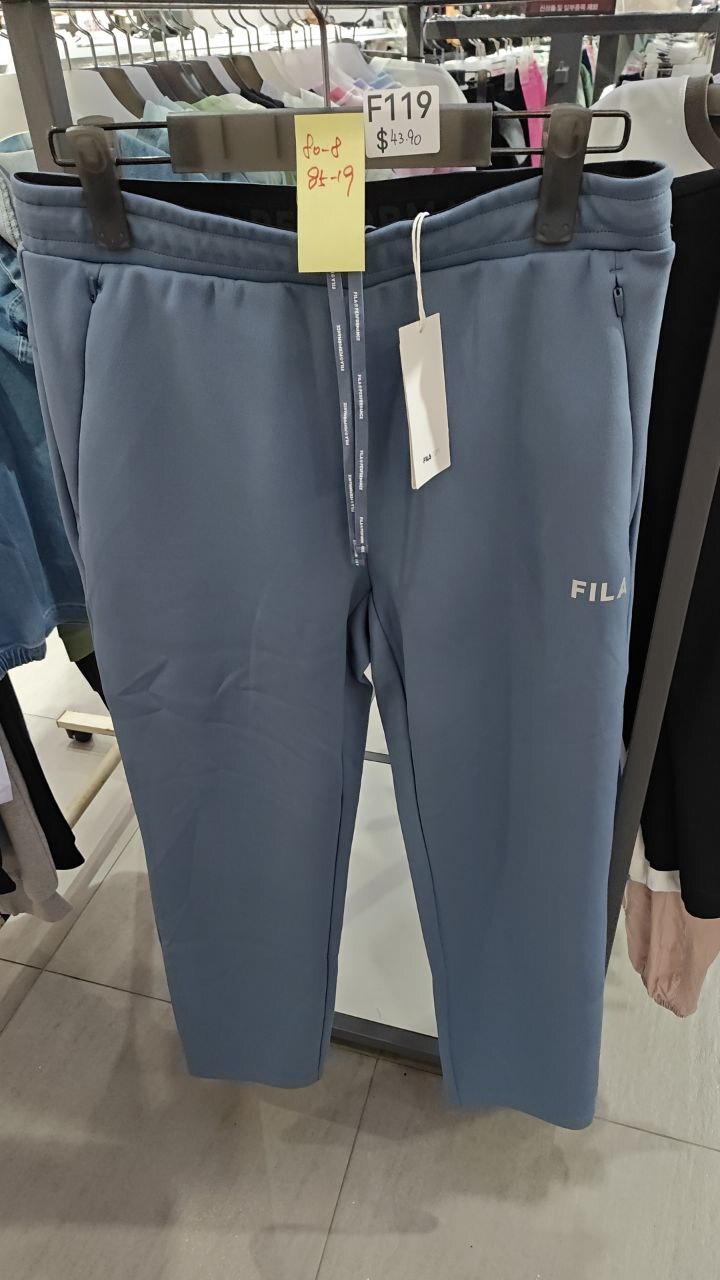 [K] FILA GRAYISH BLUE MEN'S DOUBLE WEAVE TRAINING PANTS, FS2FPE1201M-GSU (F119)