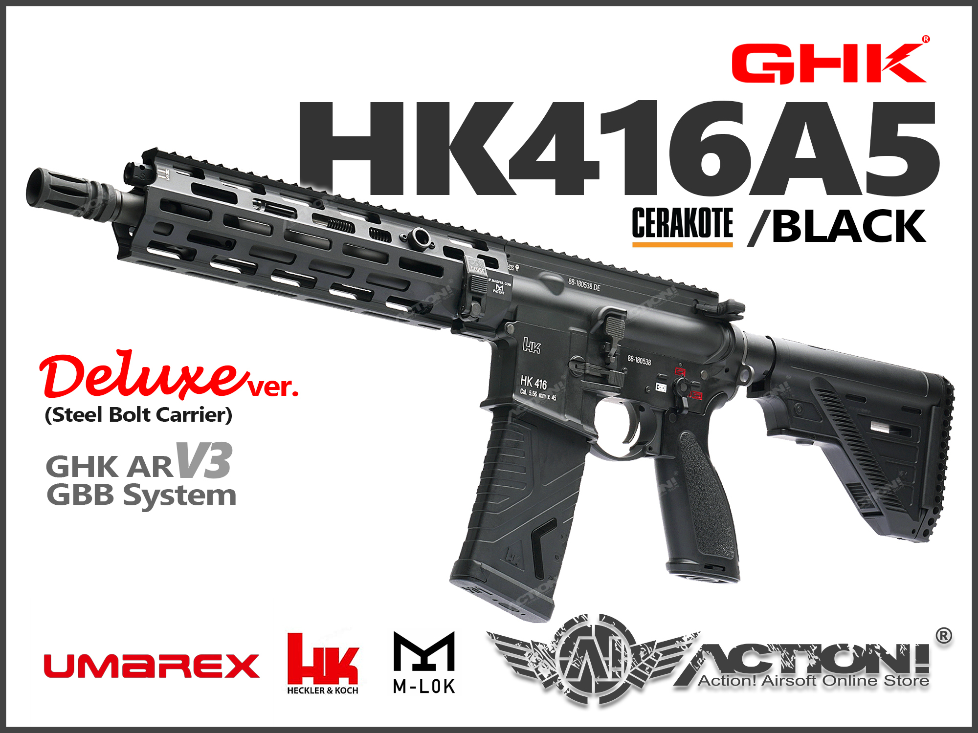 GHK - HK416A5 AIRSOFT GBB (DX Ver. /Steel Bolt Carrier)