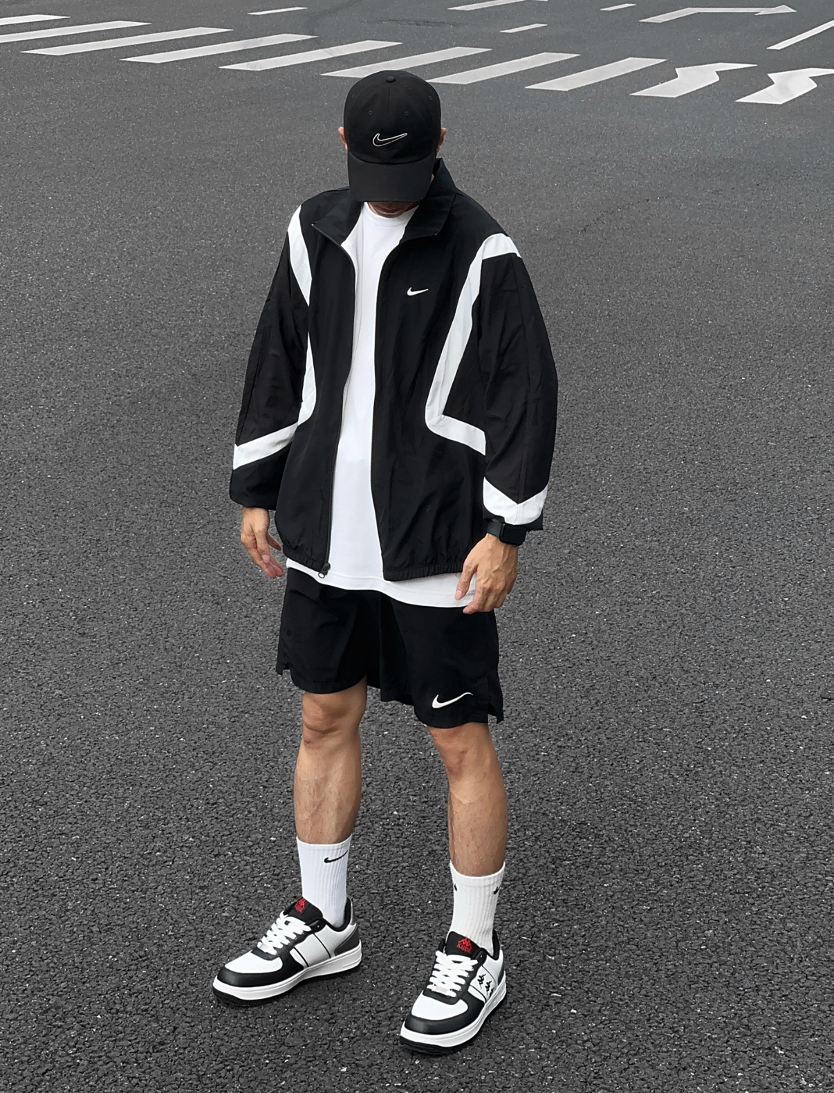 Nike Icon 黑白撞色條紋 風衣外套 立領外套 教練外套 小勾 極簡風 男友風 美式草寫/預購