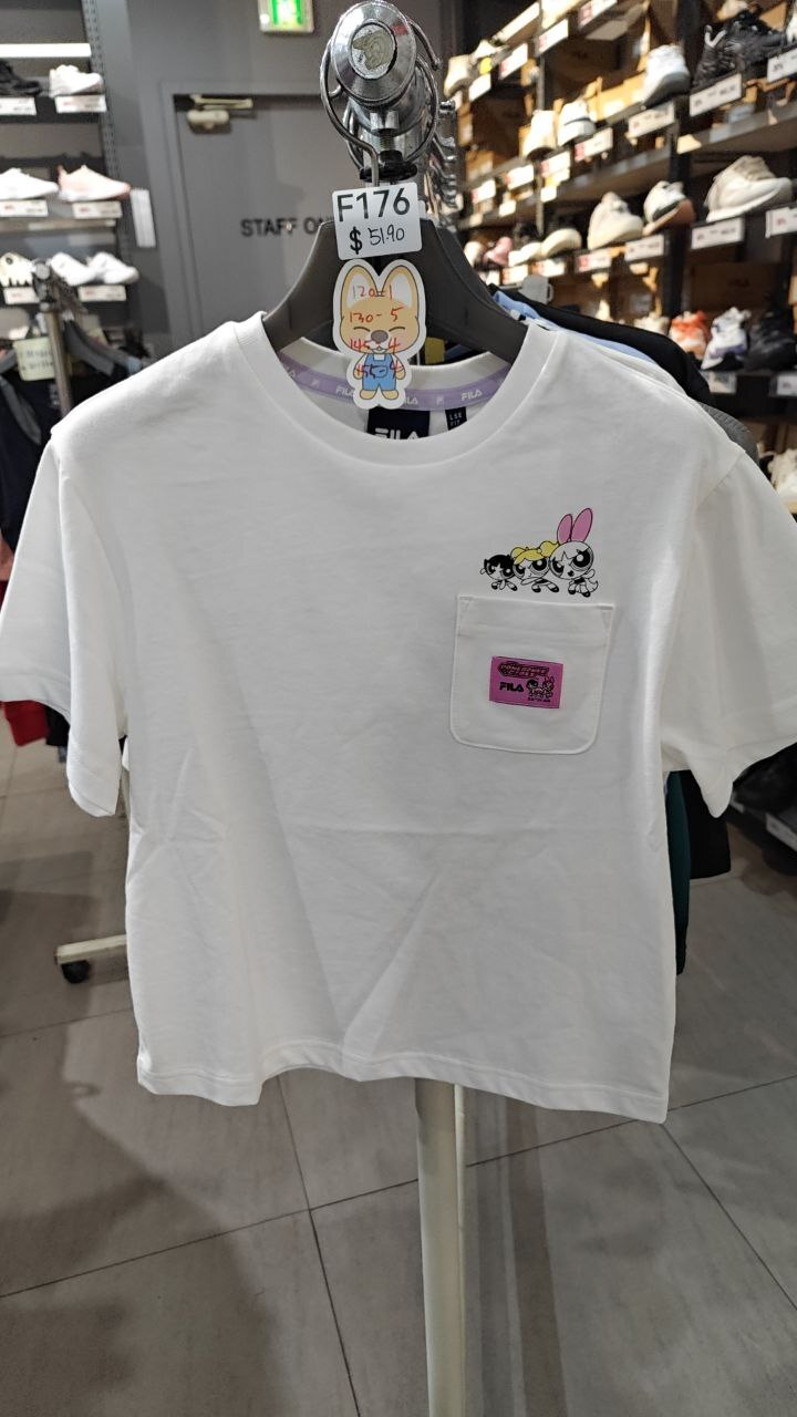 [K] FILA OFFWHITE KID'S POWERPUFF GIRLS POCKET T-SHIRT, FK2RSG2P01F-OWH (F176)