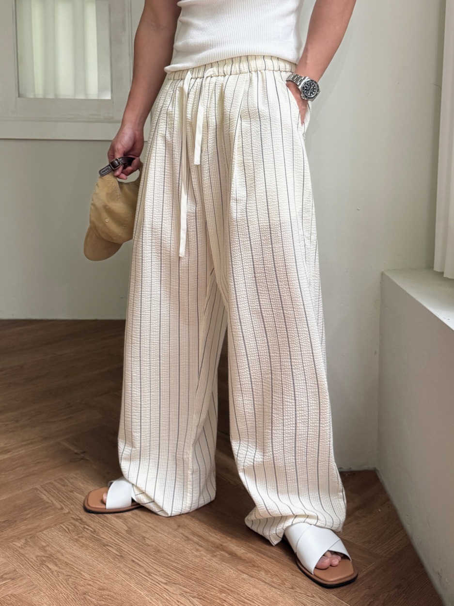 琥珀色條紋寬褲