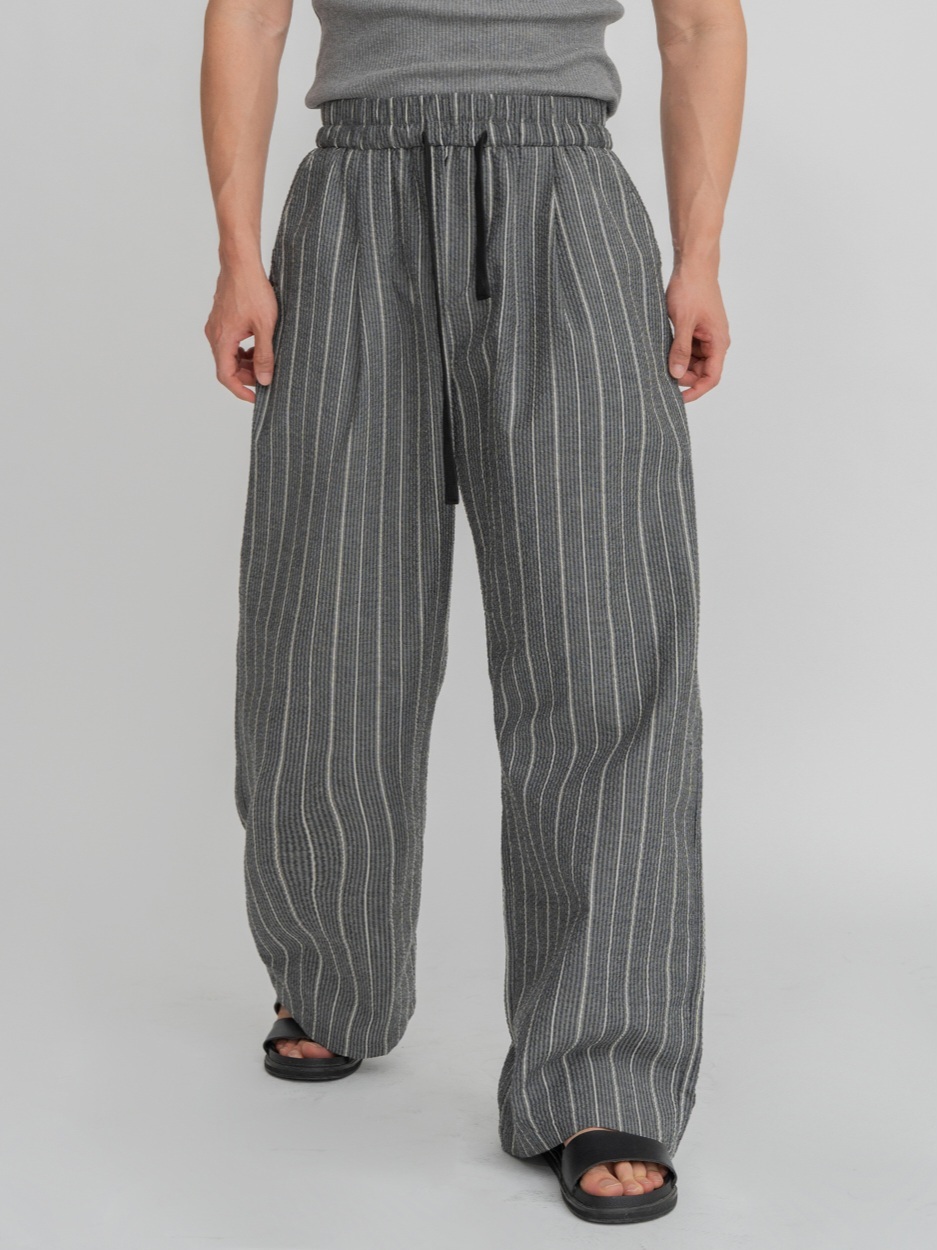 琥珀色條紋寬褲