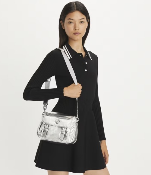 【預購】TORY BURCH G081855 SMALL VIRGINIA METALLIC MESSENGER