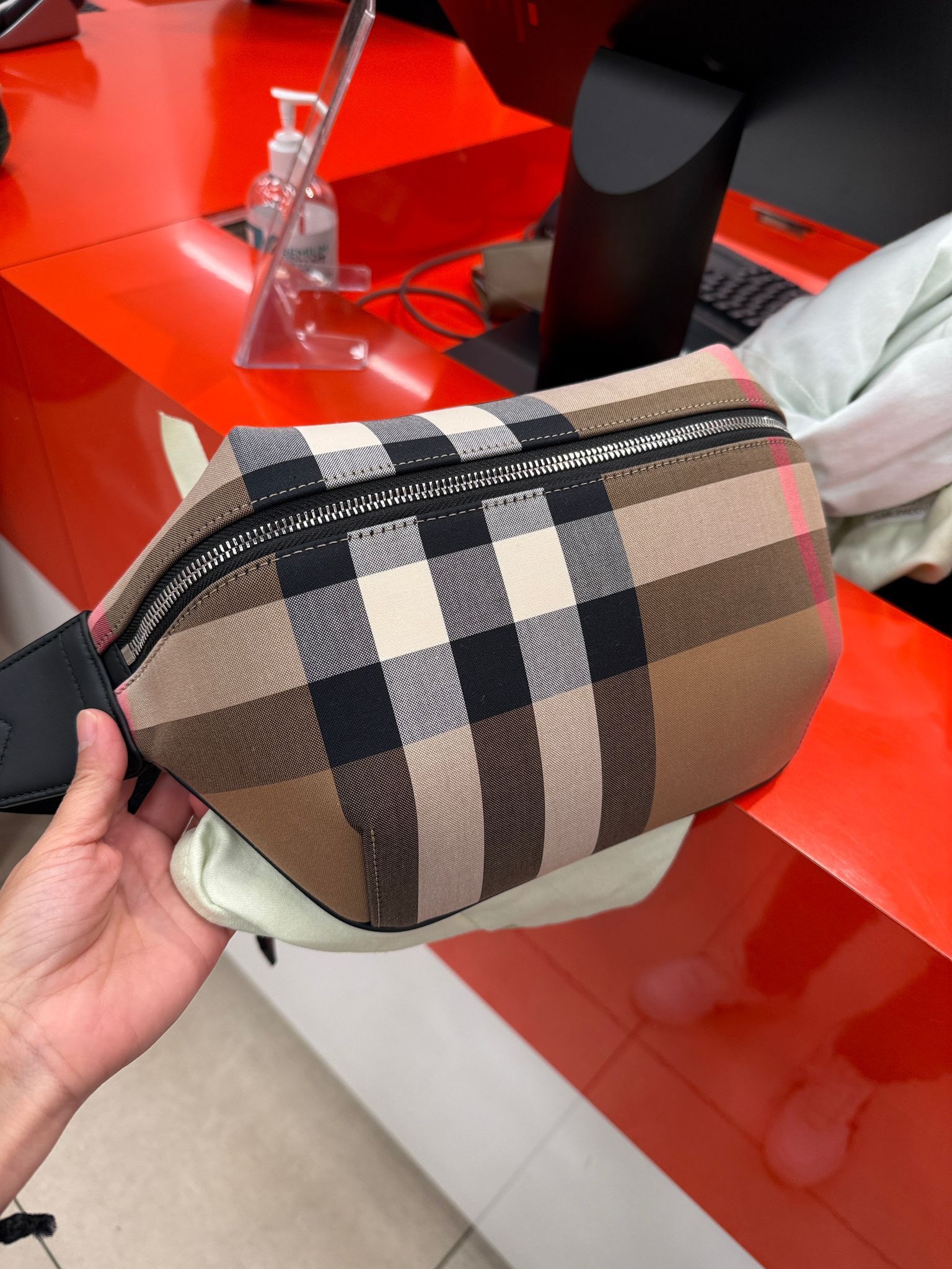 Burberry Sonny Check bum bag Taupe Brown