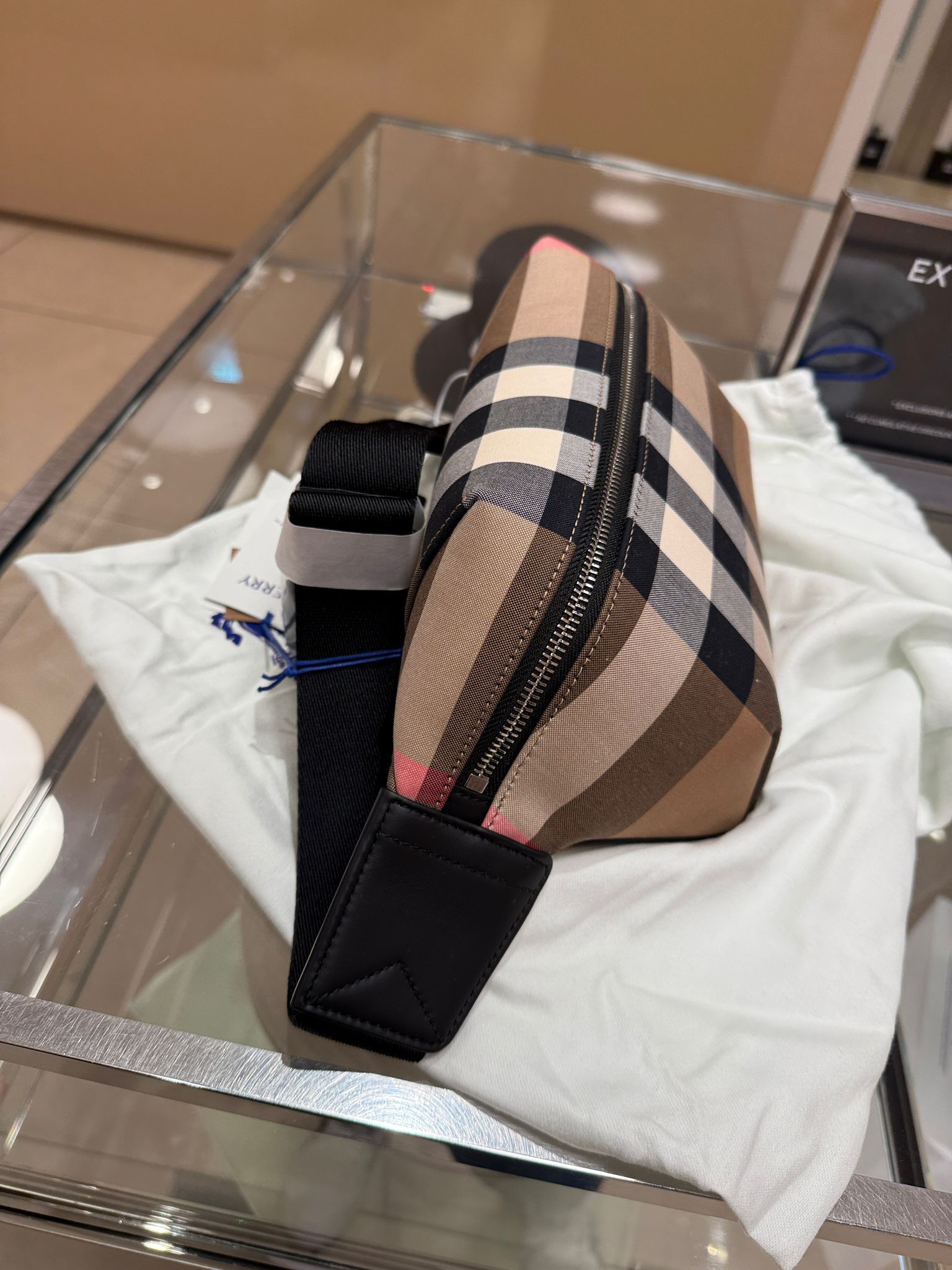 Burberry Sonny Check bum bag Taupe Brown