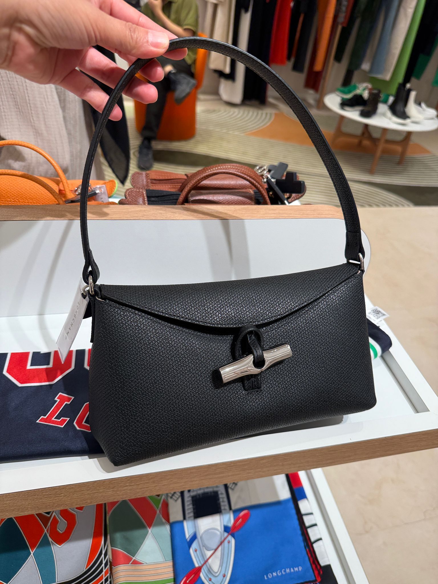 Longchamp Roseau Hobo Shoulder Bag Black 10152