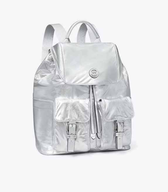 【預購】TORY BURCH G081865 VIRGINIA METALLIC FLAP BACKPACK