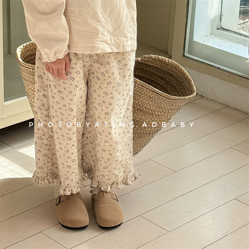 九分燈芯絨花邊褲