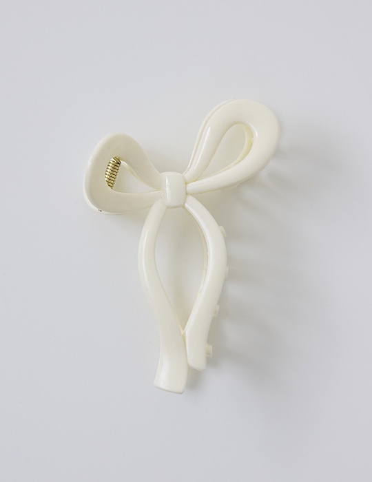 曲線蝴蝶結髮夾(白)