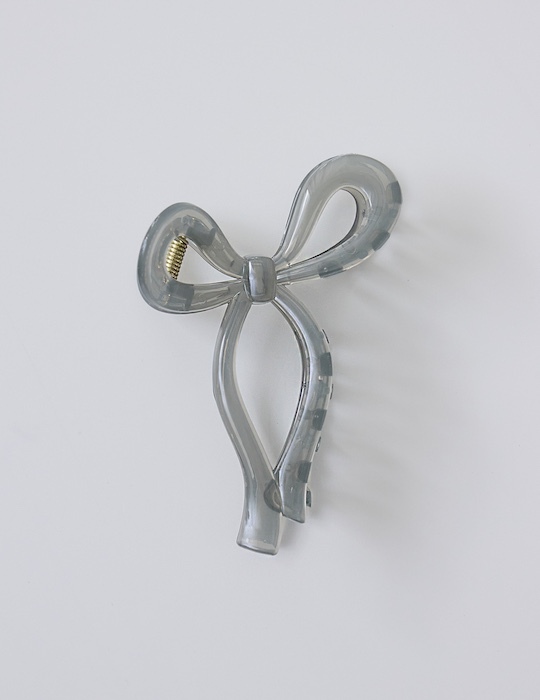 曲線蝴蝶結髮夾(灰)