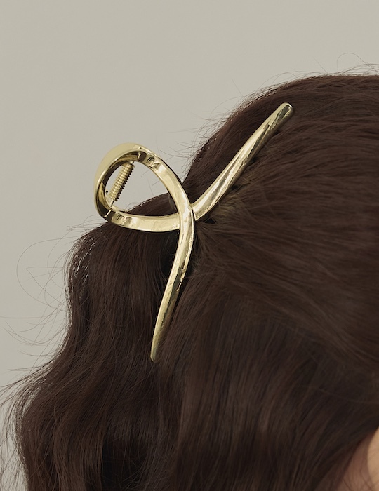 簡約交織髮夾(亮金)