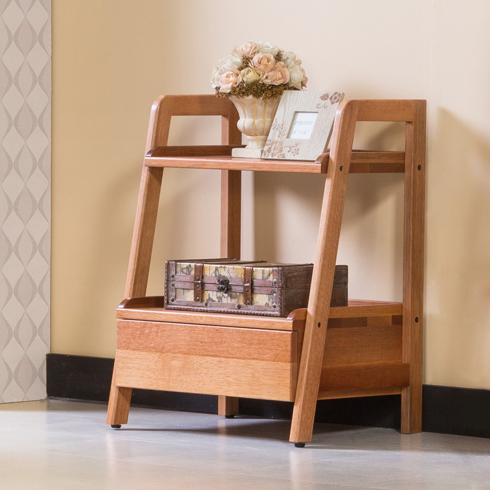 維納1.8尺全實木單抽二層多功能收納置物架/書架