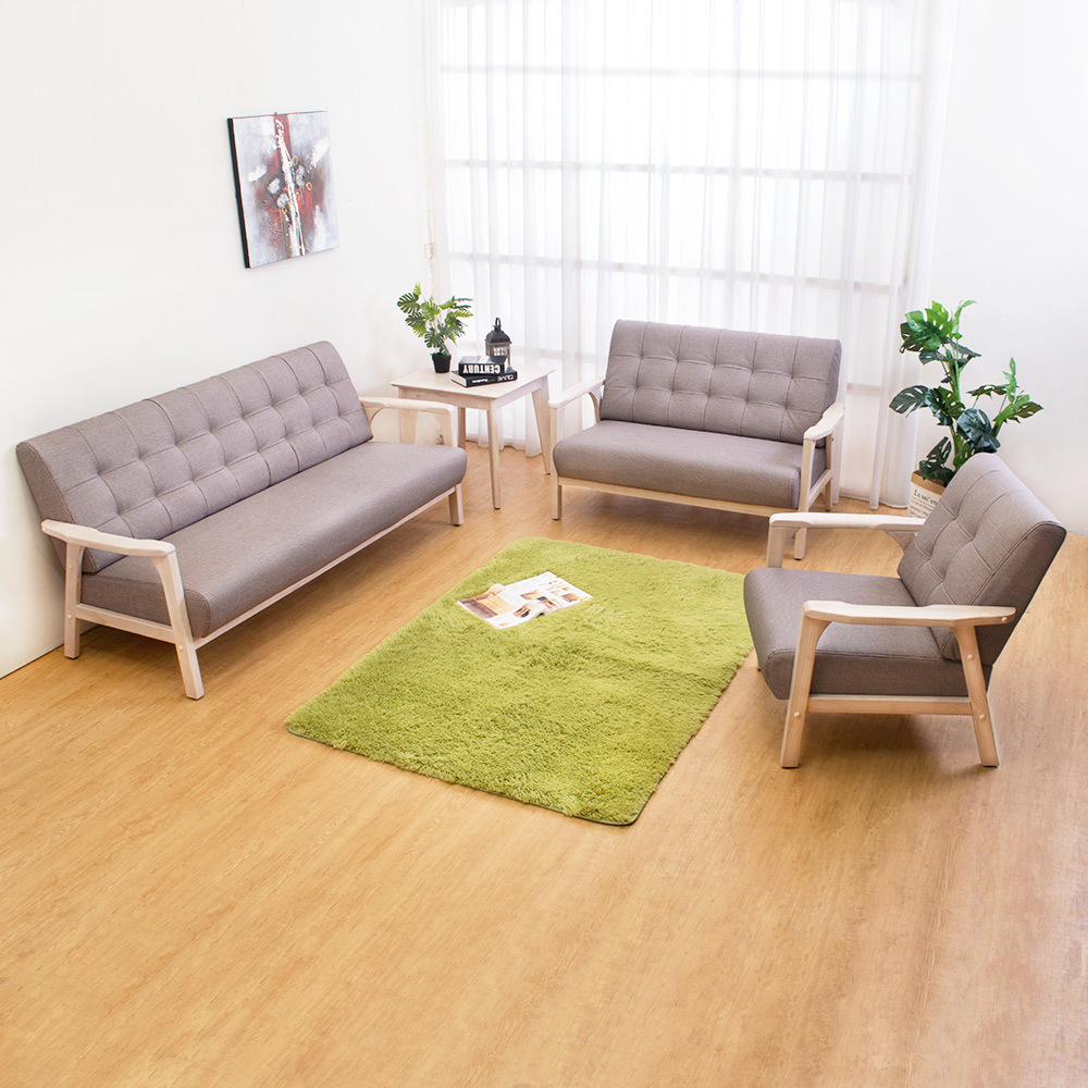 森克實木貓抓皮沙發椅組合(1人+2人+3人)(洗白色)(四色可選)