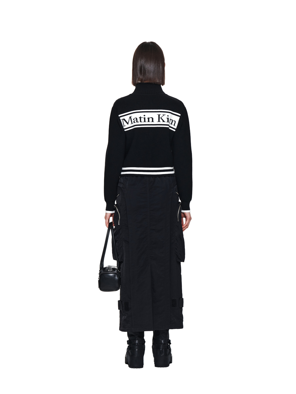 SPELL POINT STRIPE KNIT CARDIGAN IN BLACK