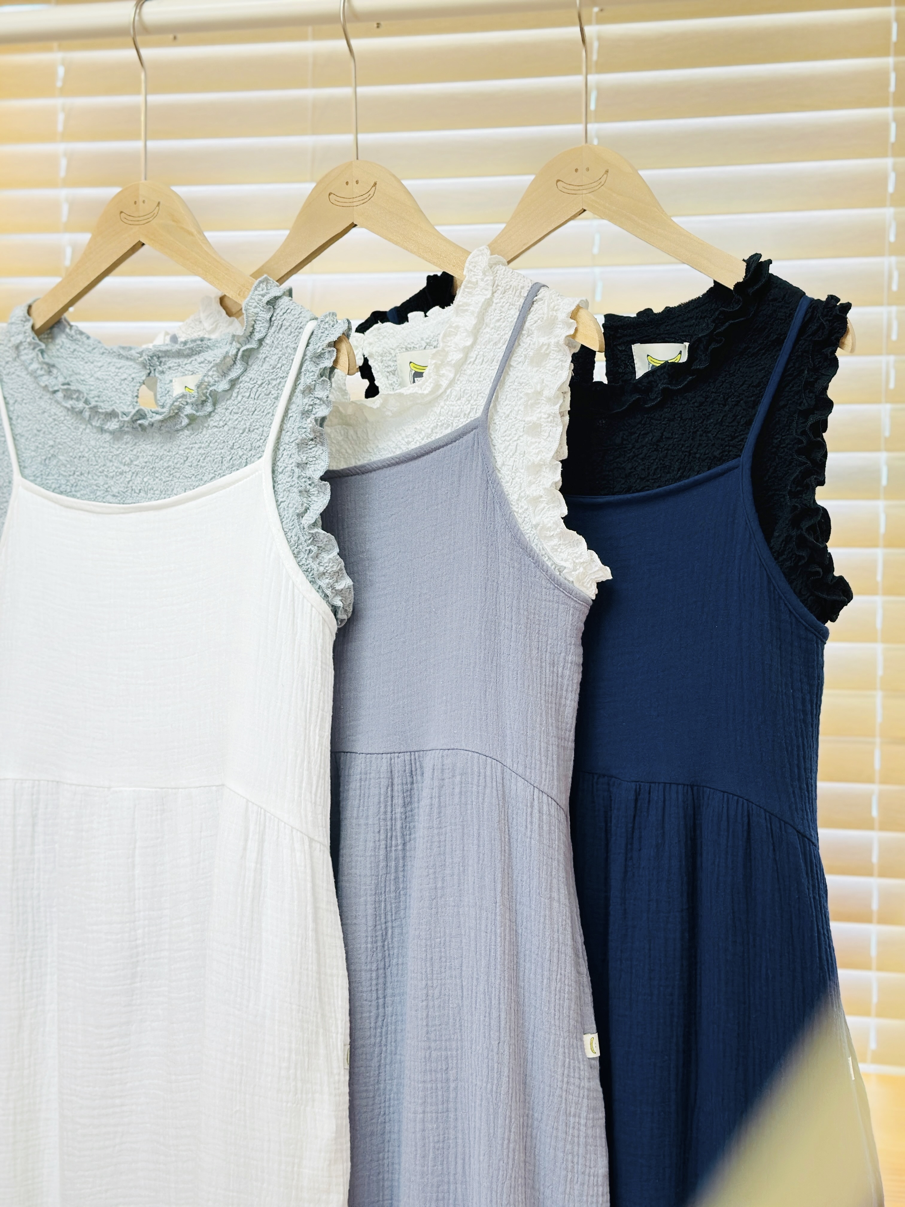 三色 / BB棉簡約幼帶連身裙 / Pure Cotton Strappy Dress
