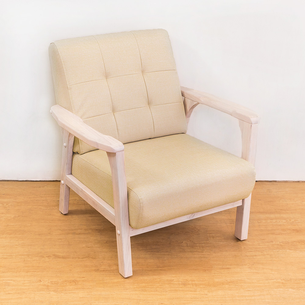 森克實木貓抓皮沙發單人椅/一人座(洗白色)(四色可選)
