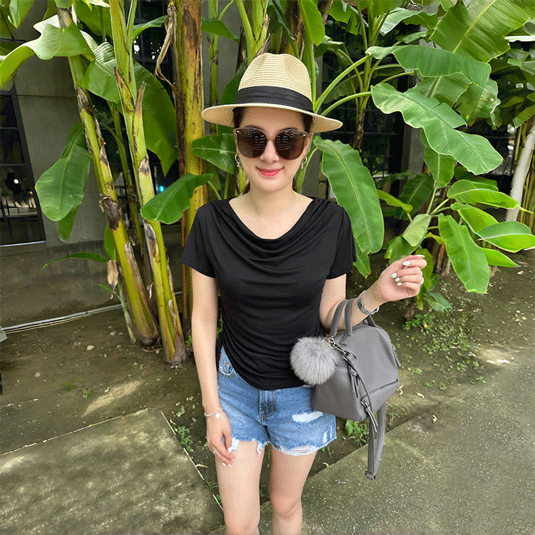 棉柔垂墜抽繩上衣