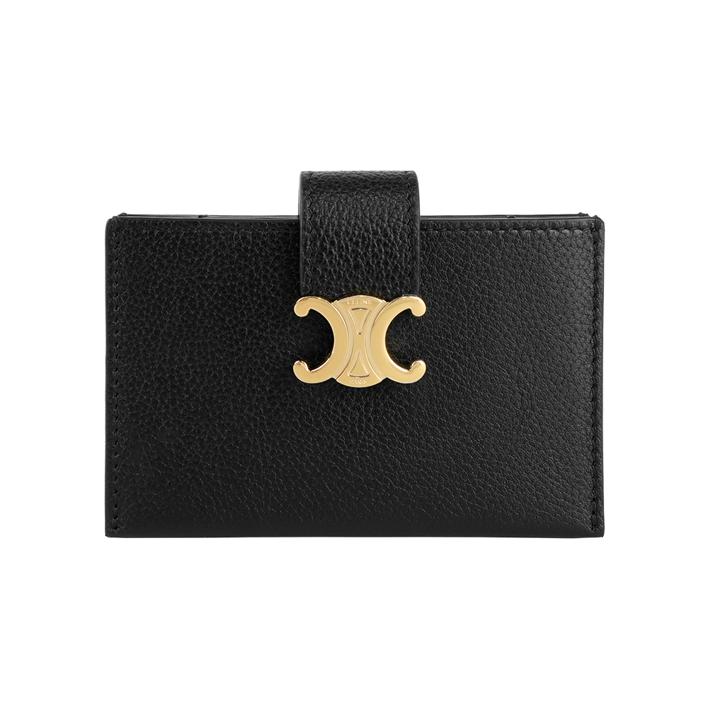 【CÉLINE】Nino 粒紋牛皮風琴式卡包/名片夾(黑色)