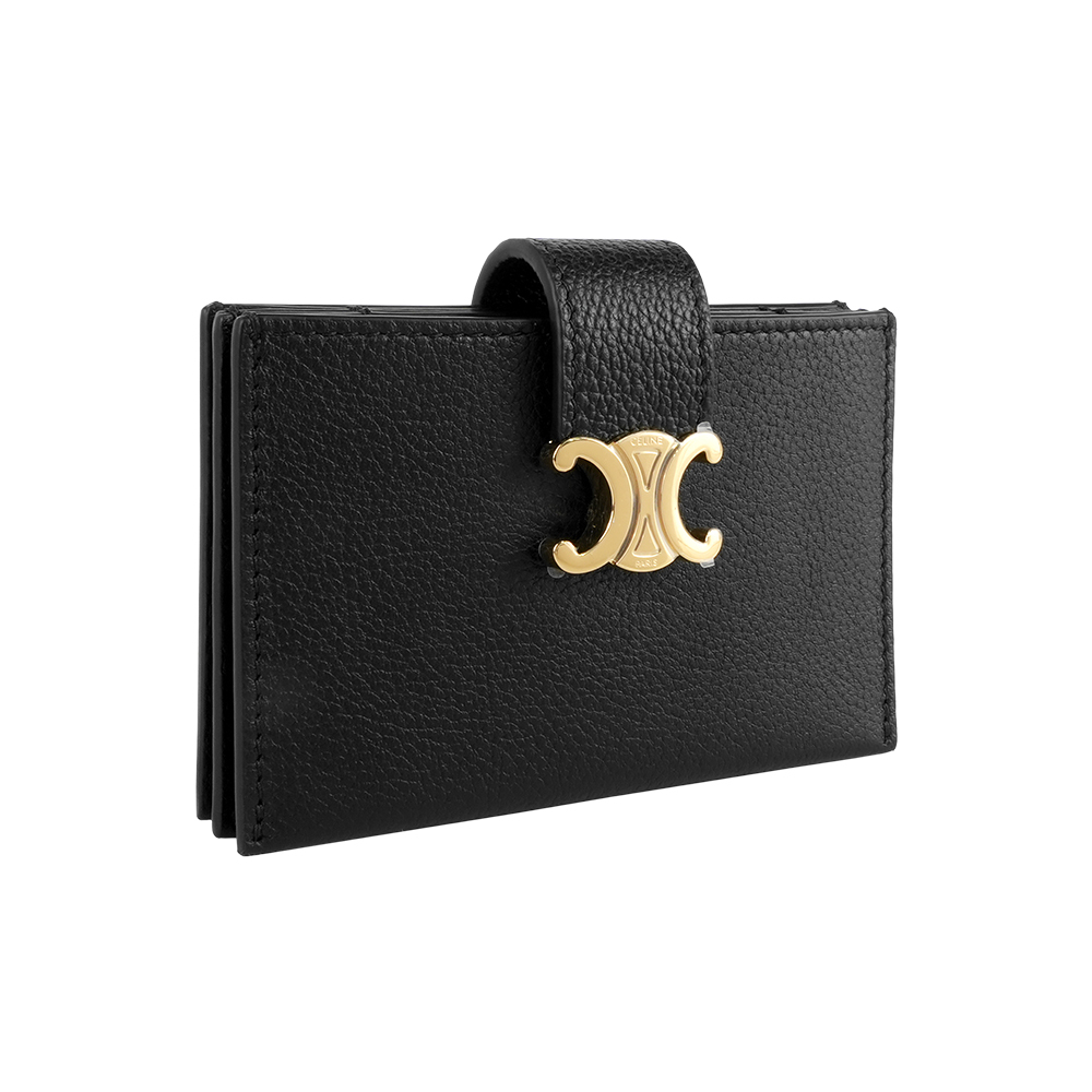 【CÉLINE】Nino 粒紋牛皮風琴式卡包/名片夾(黑色)