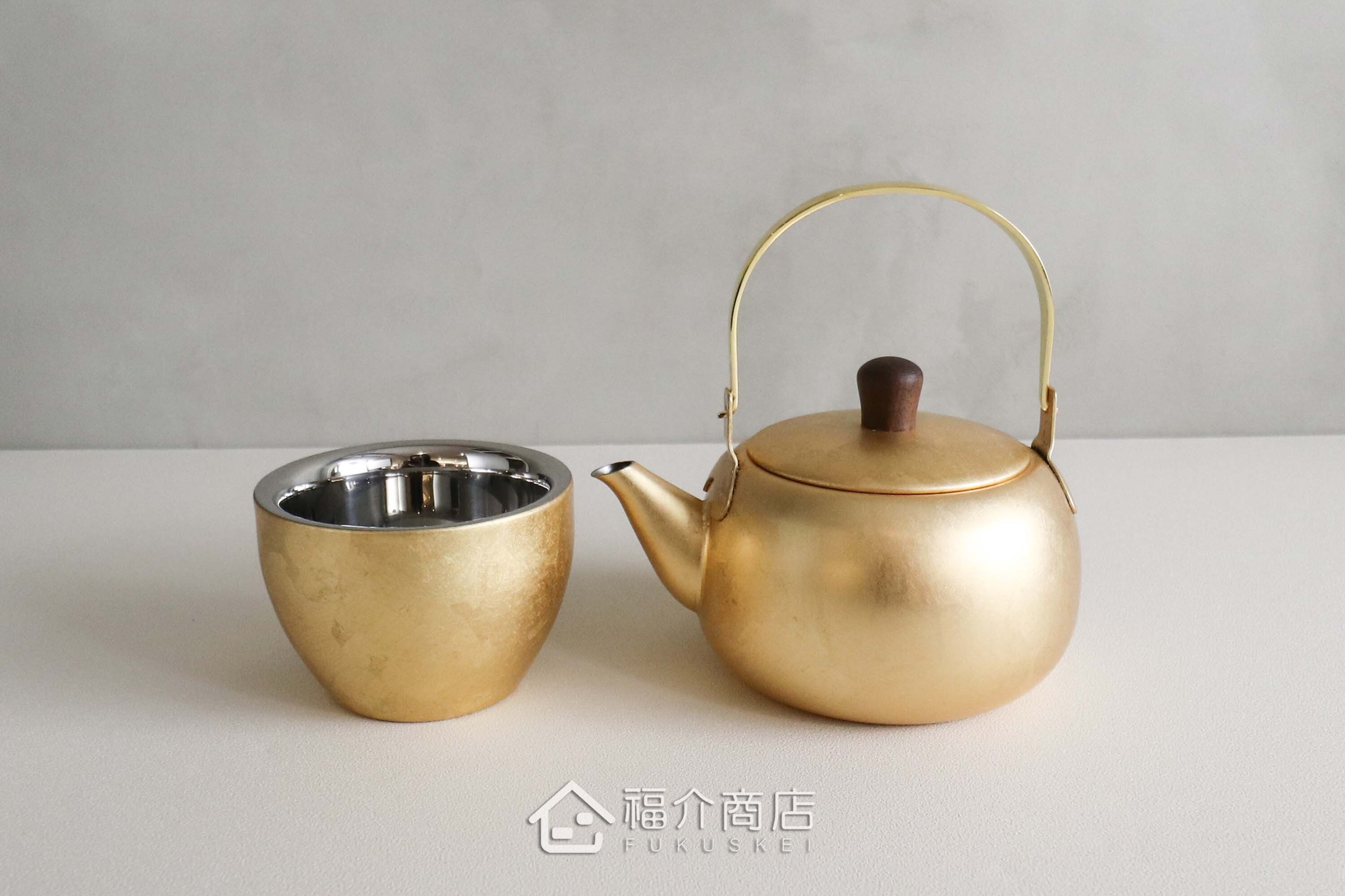用於盛裝茶或飲料用的金箔造型不鏽鋼材質茶具