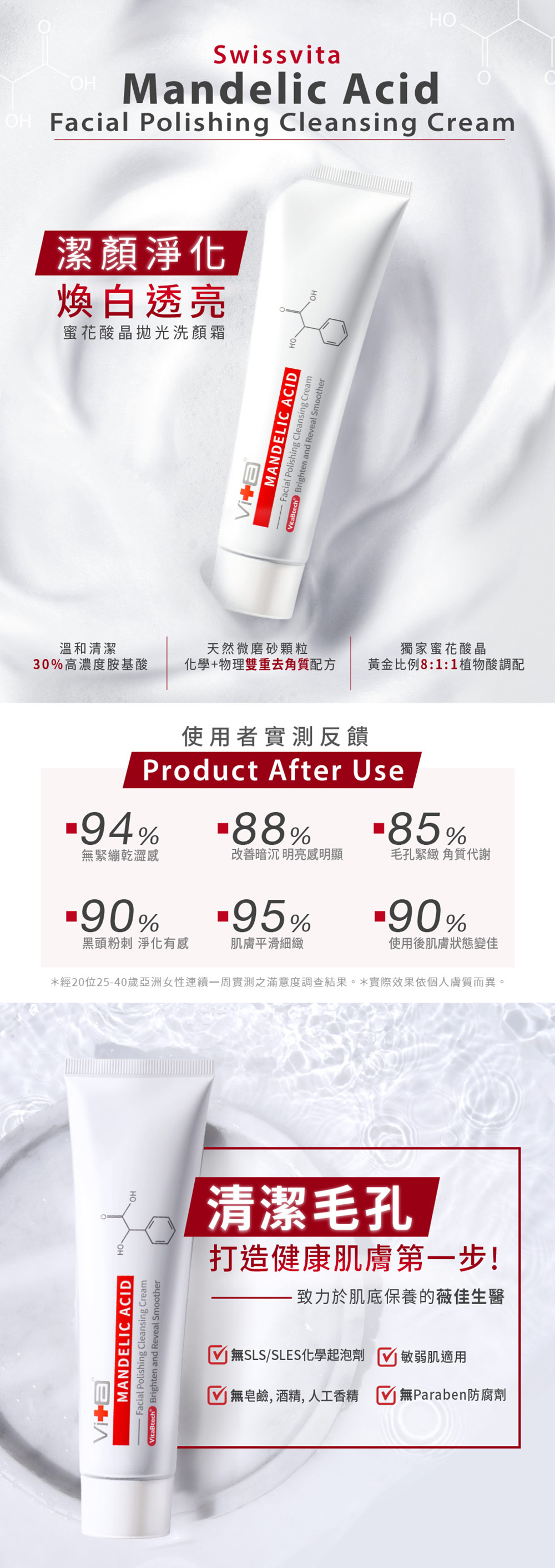 Swissvita薇佳 蜜花酸晶拋光洗顏霜100ml