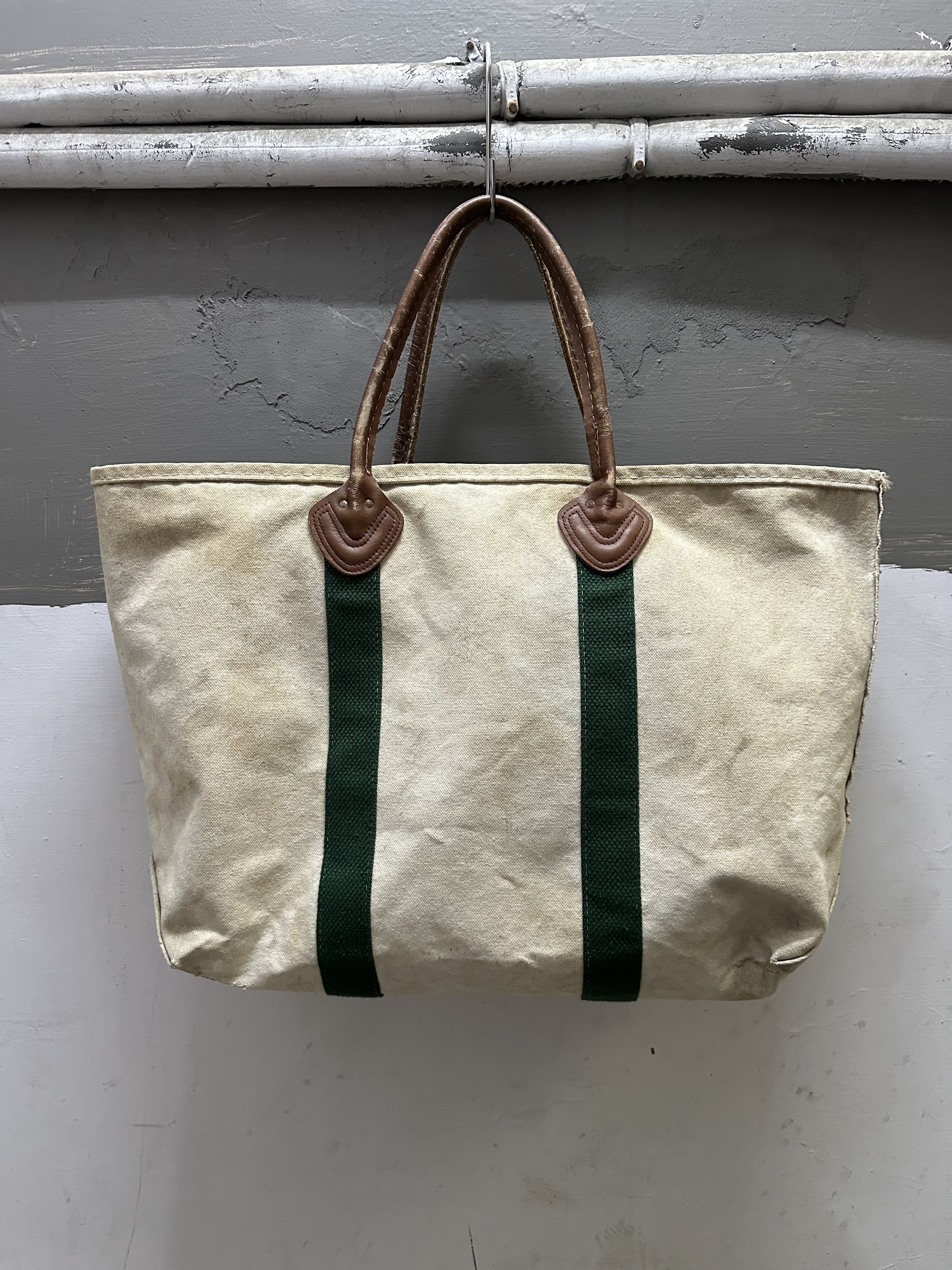 80s LL BEAN Tote Bag *Leather Handle Size L
