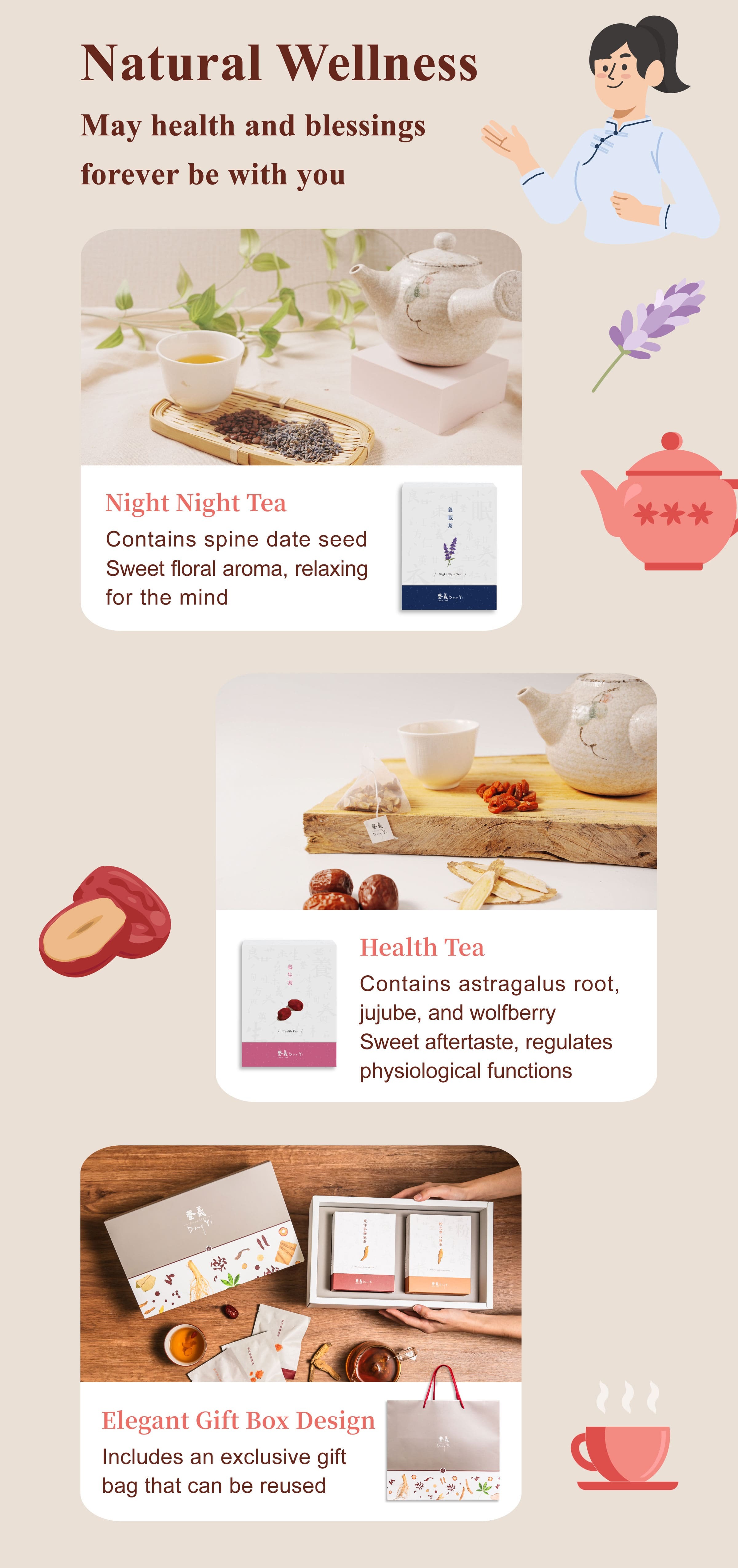 Dengyi Herbal Tea Gift Set may health and blessings forever be with you