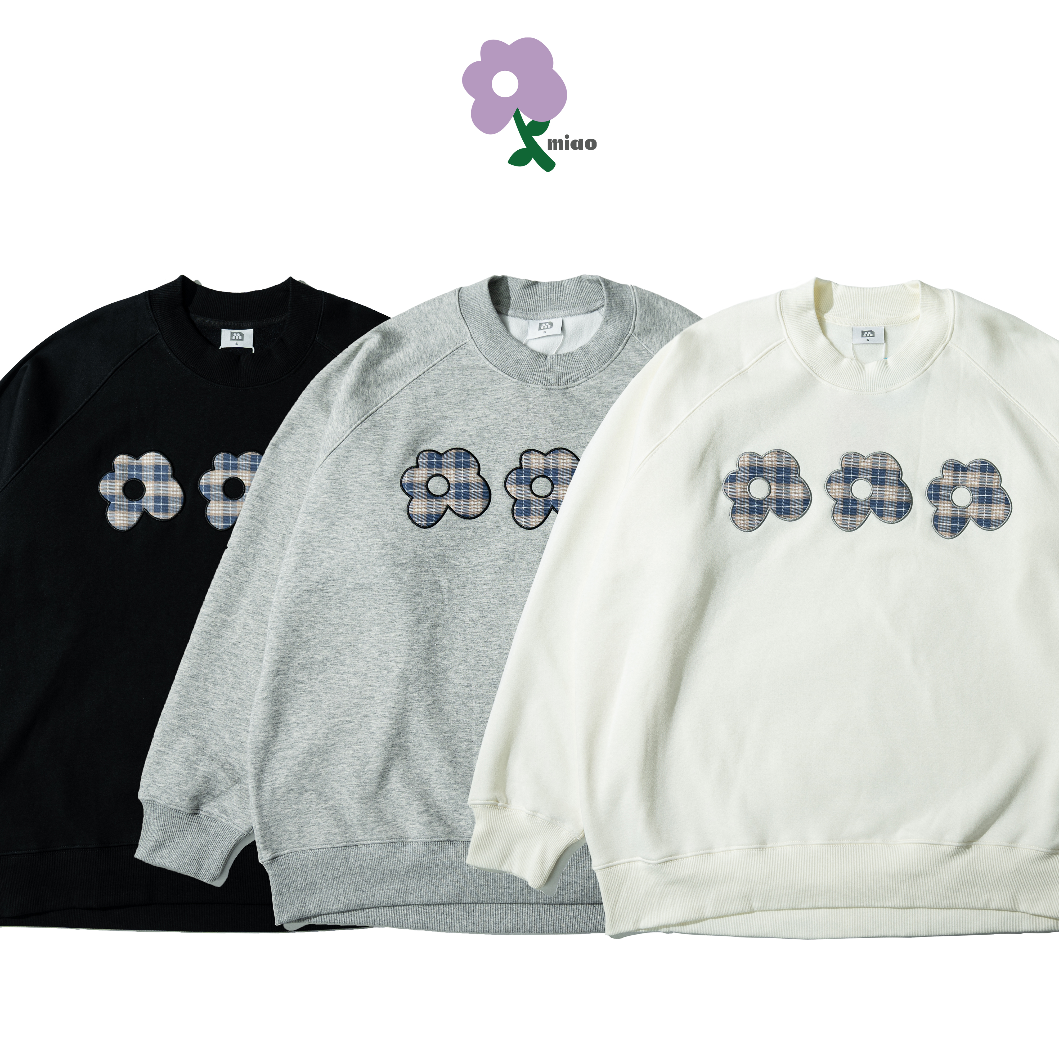 AGILITY MIAO Flowers Patch Sweater 布章小花 大學Tee [M-SW01]