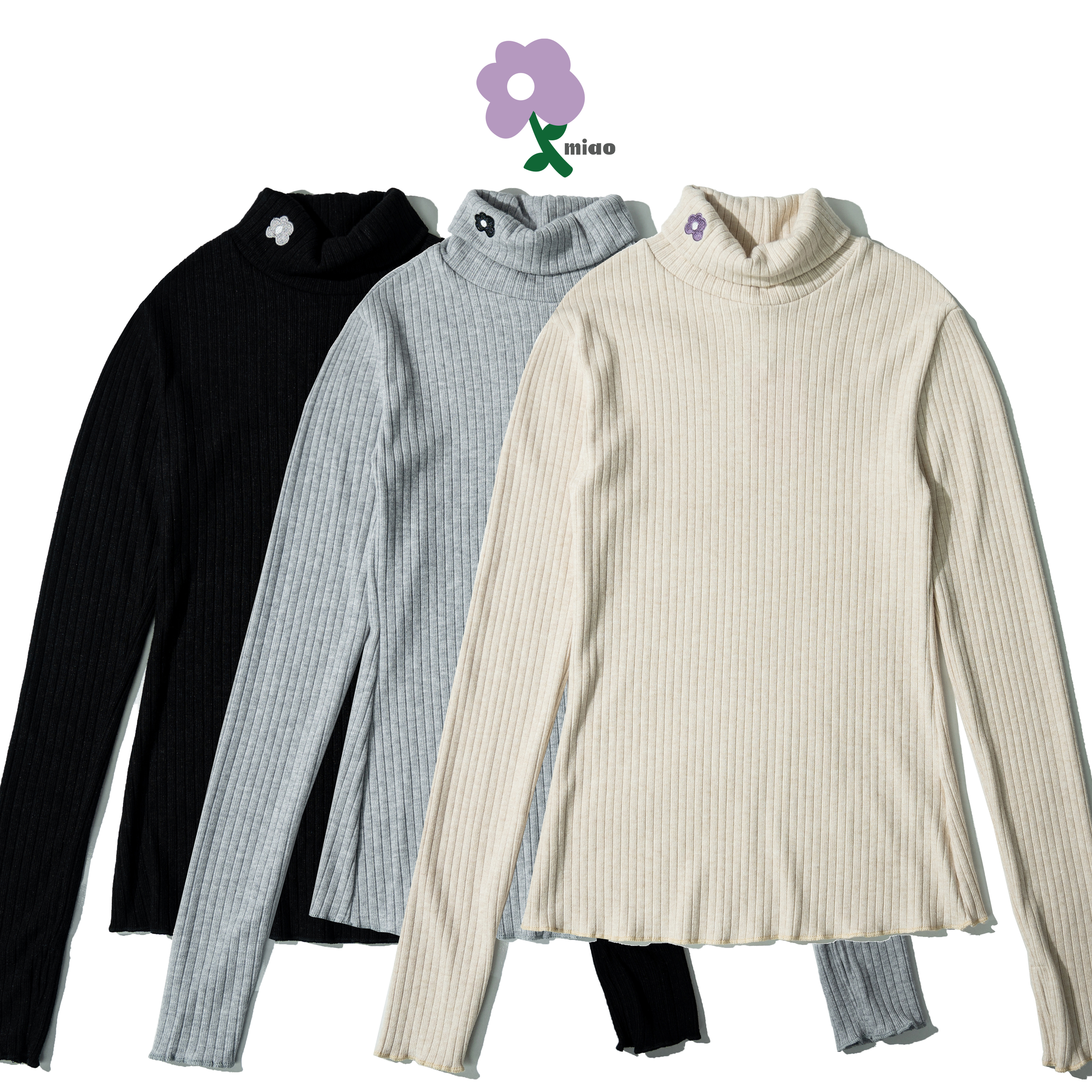 AGILITY MIAO High Neck Top 高領 小花刺繡 長袖上衣 [M-T1]