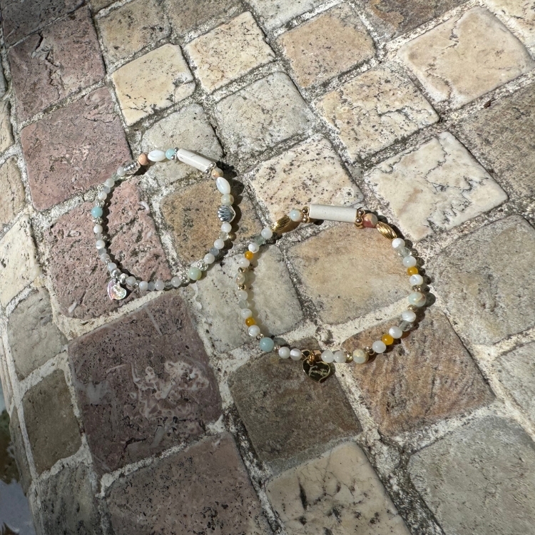 貝蜜假期系列 貝貝海風 蜜蜜陽光 白松石 手鏈 金／銀 二色 獨家手工設計款