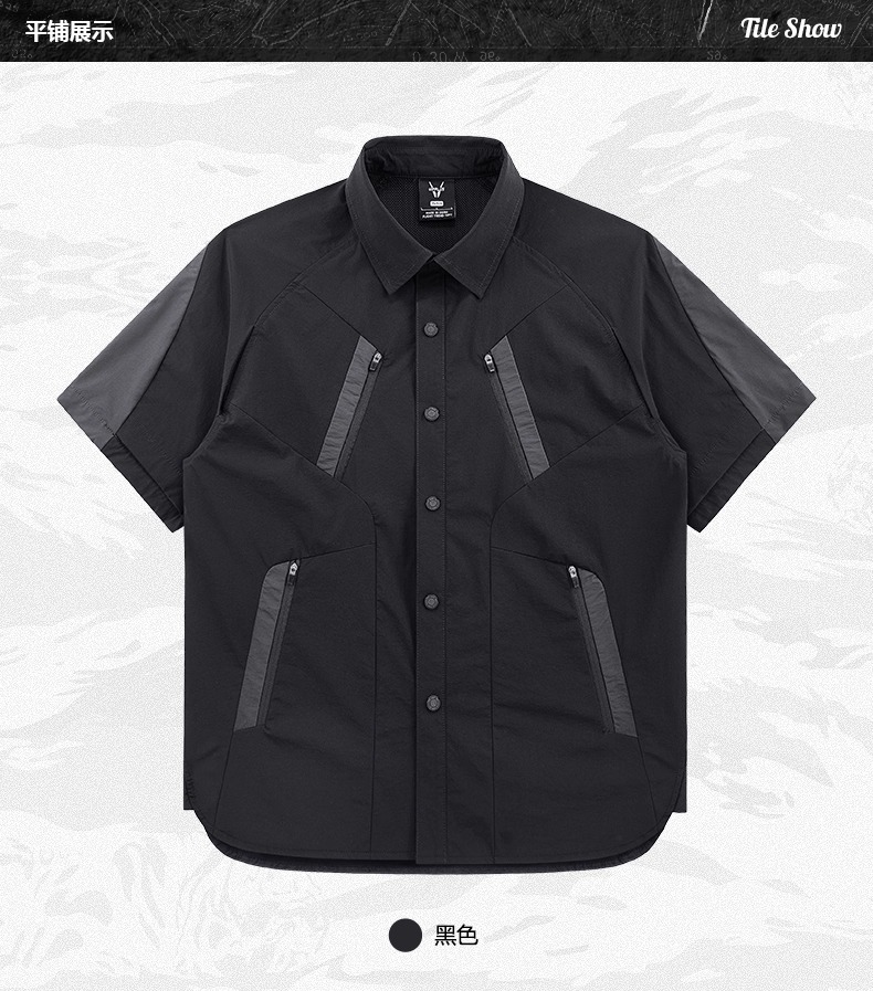 𝙏𝙀𝘾𝙃𝙒𝙀𝘼𝙍 雙色對稱口袋解構設計短袖