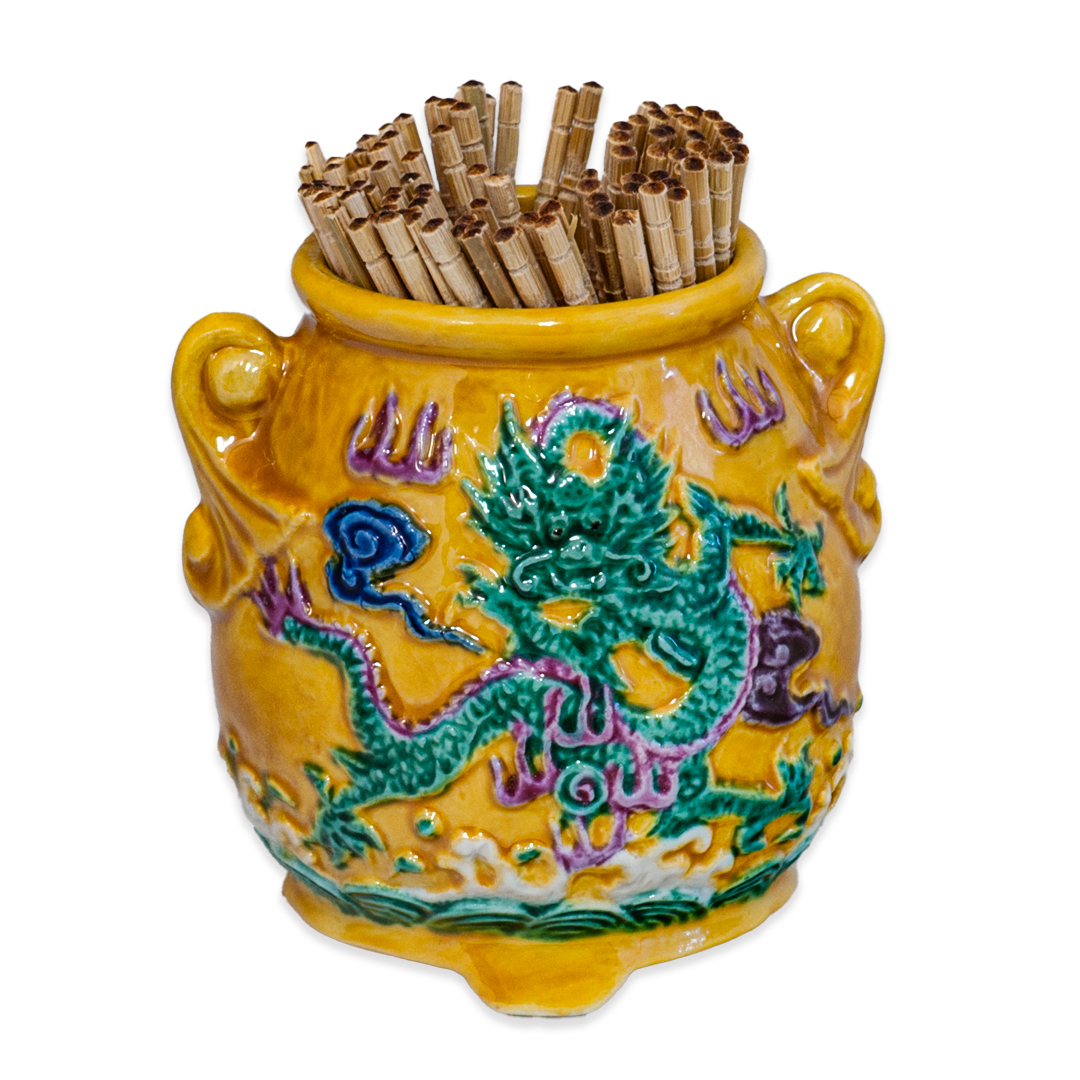 素三彩牙籤罐｜手工彩繪陶瓷罐 中式復古家居擺設推薦