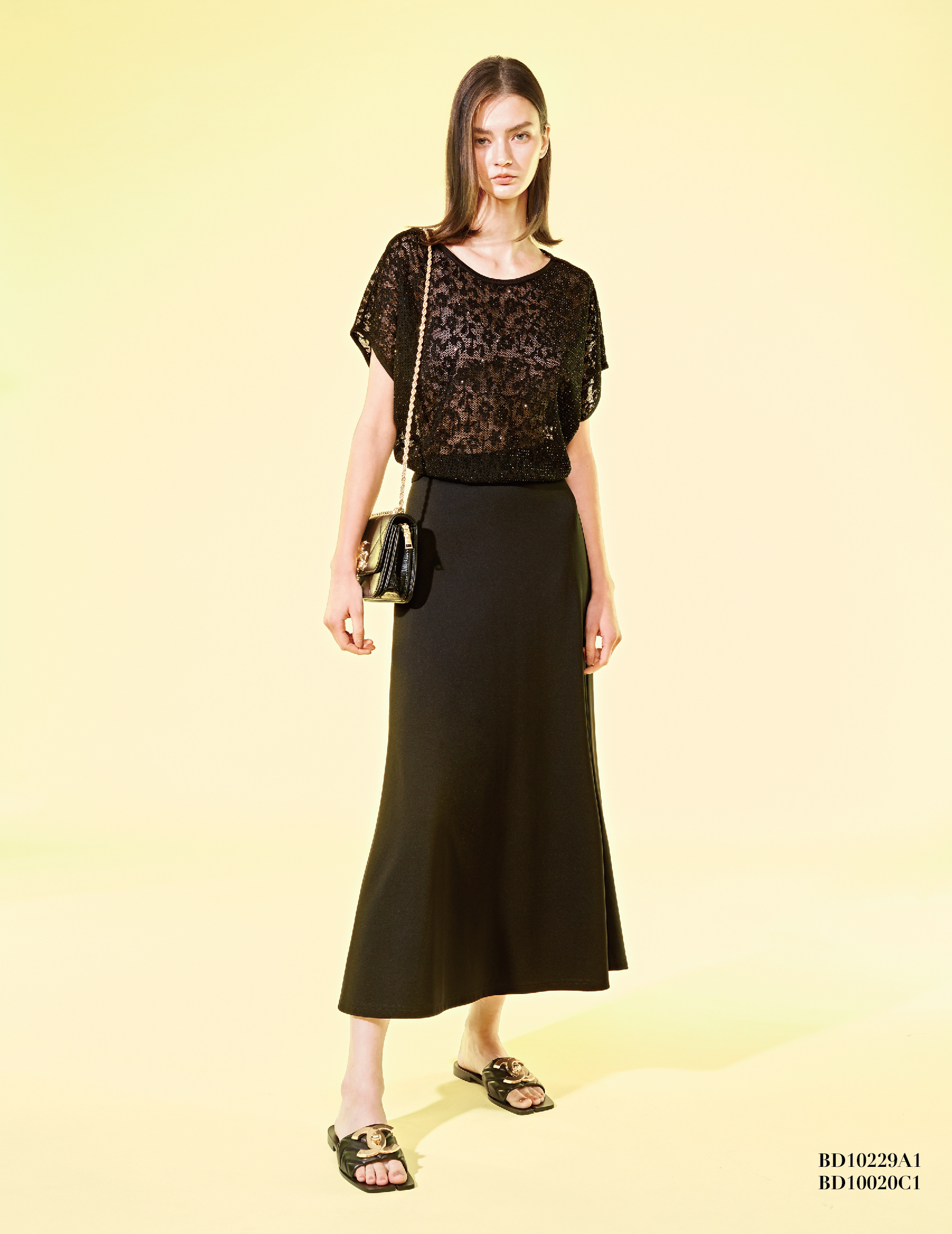 BD10020C1 都會精簡波浪大擺裙