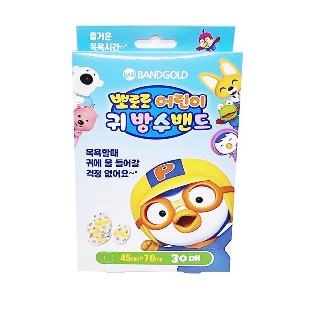 (預購商品 8/25收單)  韓國BANDGOLD Pororo兒童專用耳朵防水貼-30貼