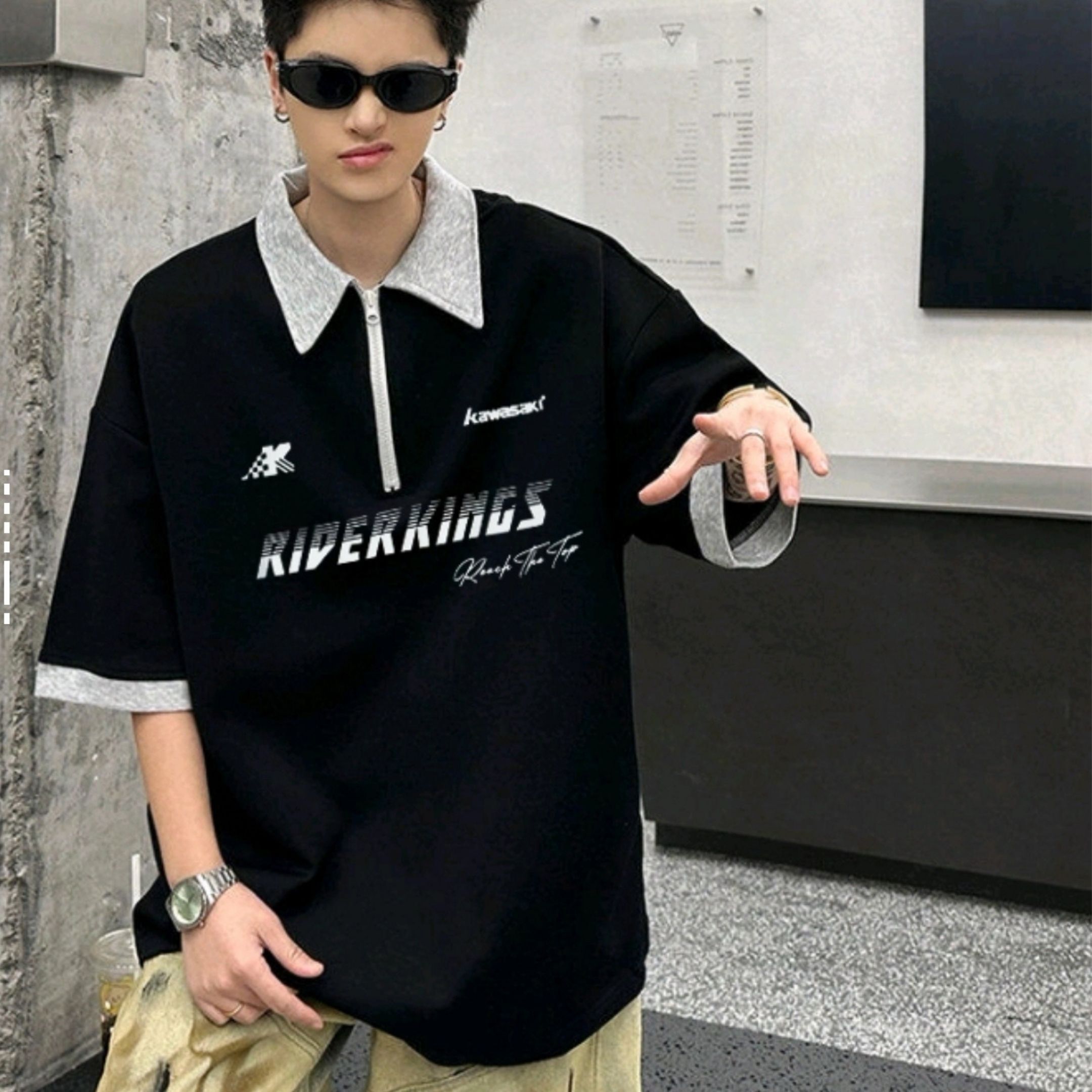 NICEDAY 代購 服飾 Kawasaki 川崎 美式 立領 短袖 上衣 短T Tshirt 夏天 休閒