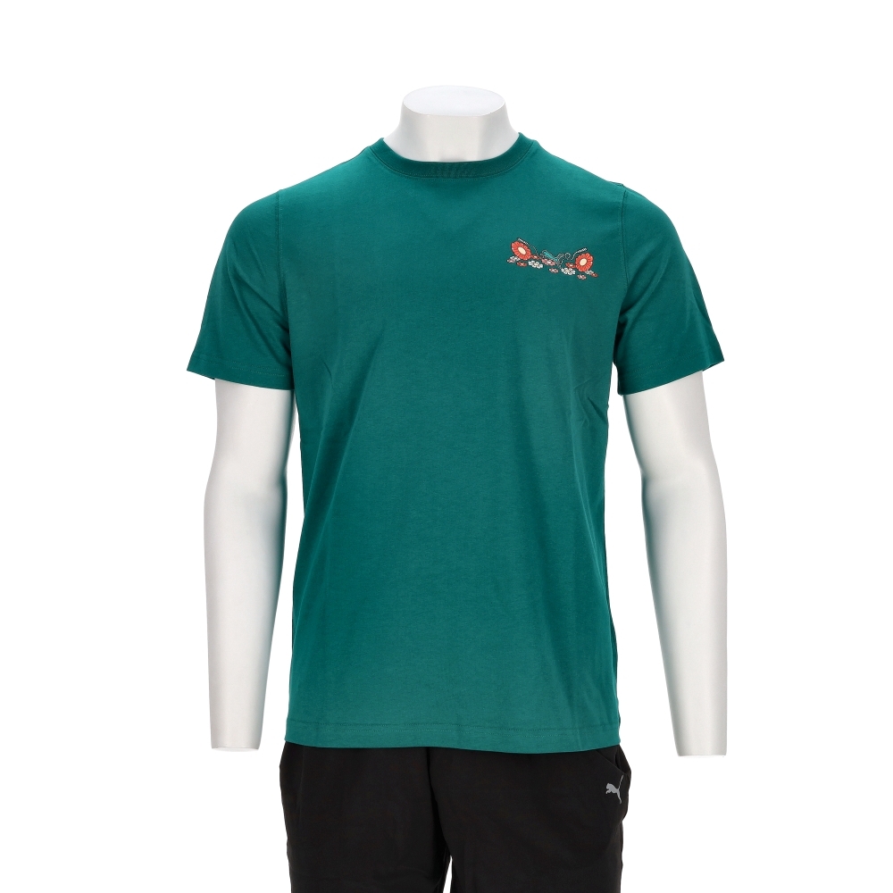 Puma 魷魚系列 男款 綠色 歐規 印花 休閒 T恤 上衣 短T 百搭 運動 短袖 63070674