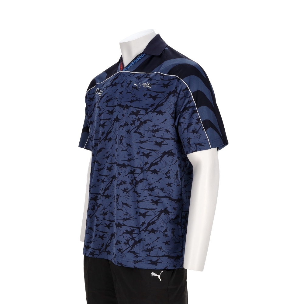 Puma 魷魚系列 男款 藍色 歐規 足球風 印花 休閒 T恤 上衣 短T Polo衫 運動 短袖 63070716
